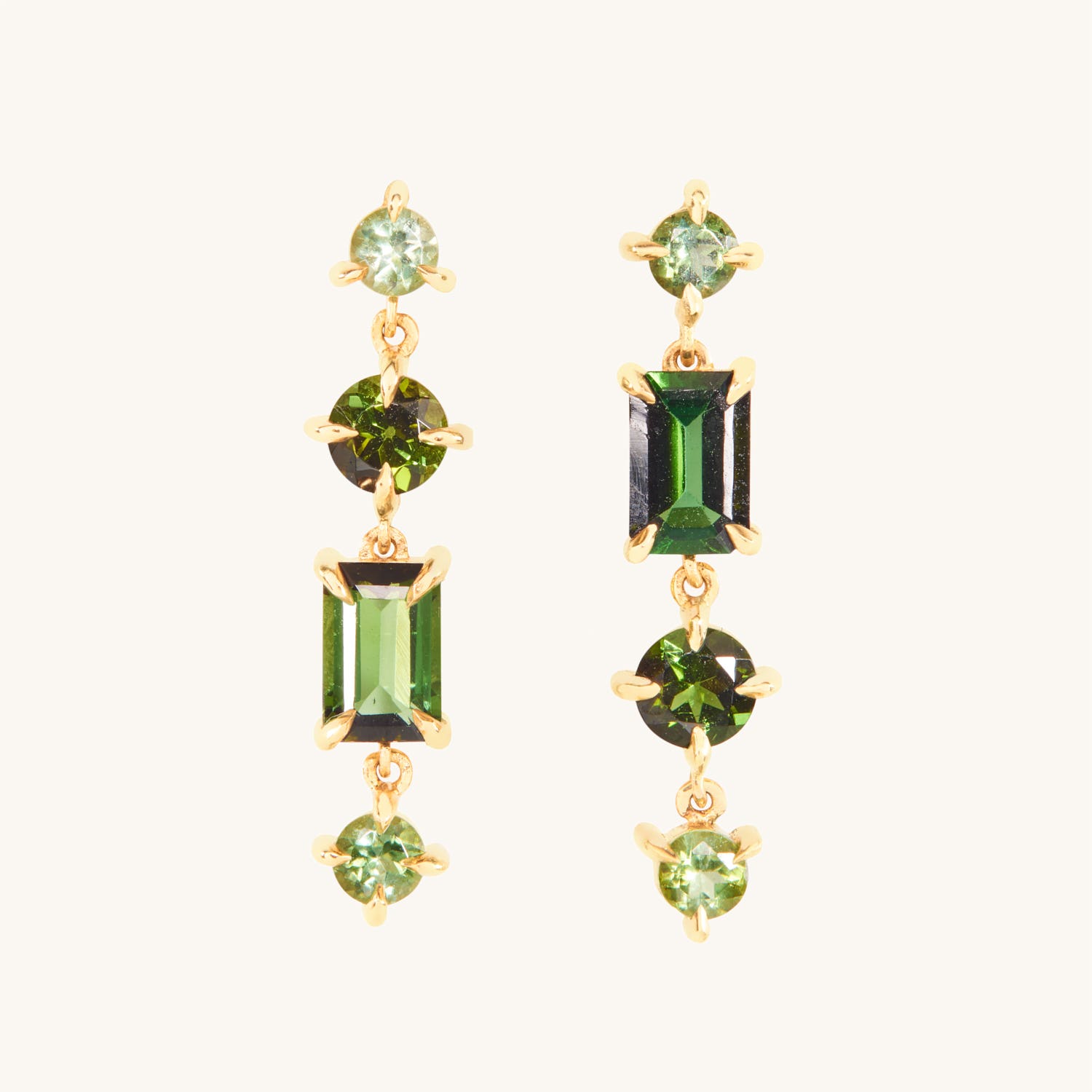 Pastille Tourmaline Grand Earrings, Rind Green (pair)