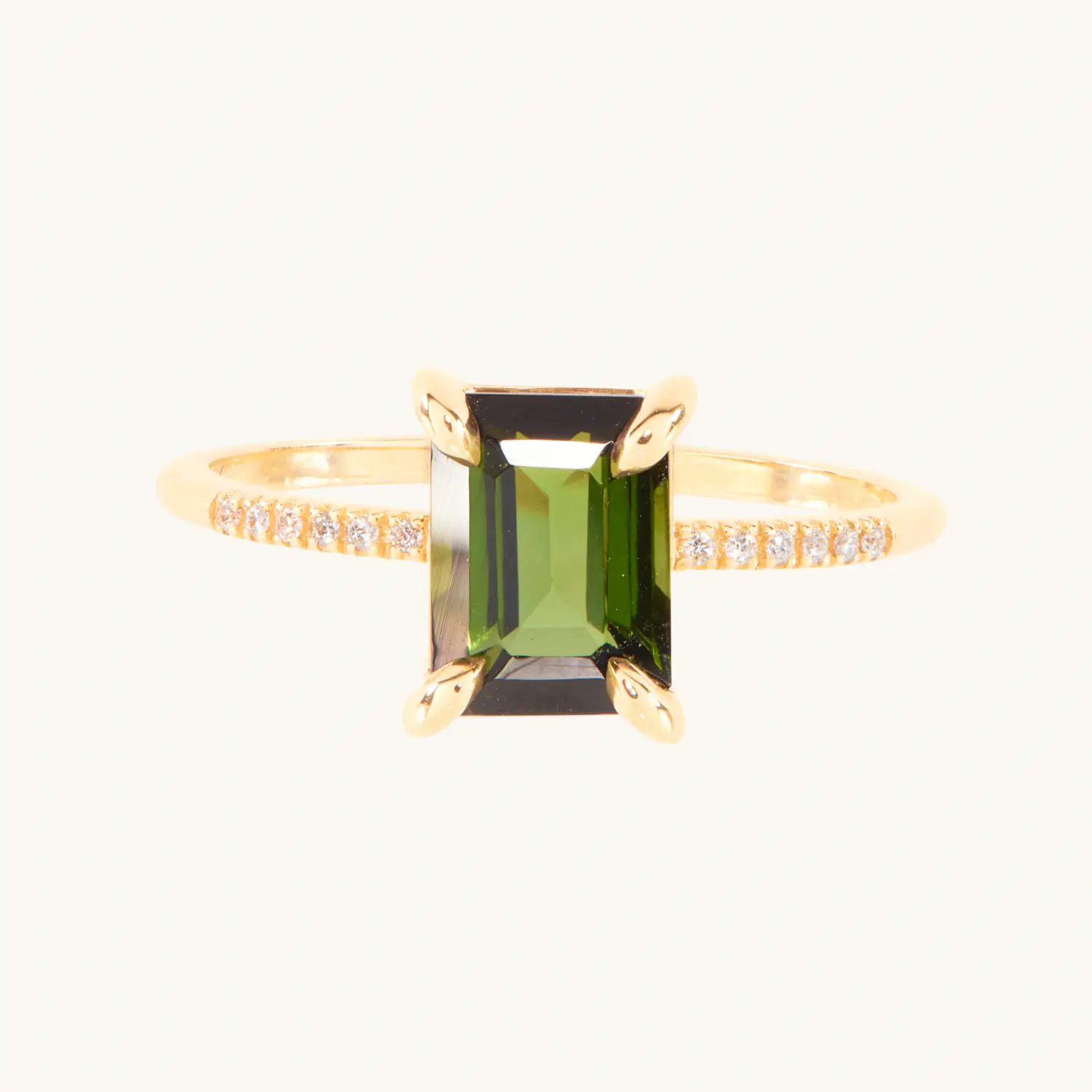 Pastille Tourmaline Solitaire Ring Supreme, Rind Green