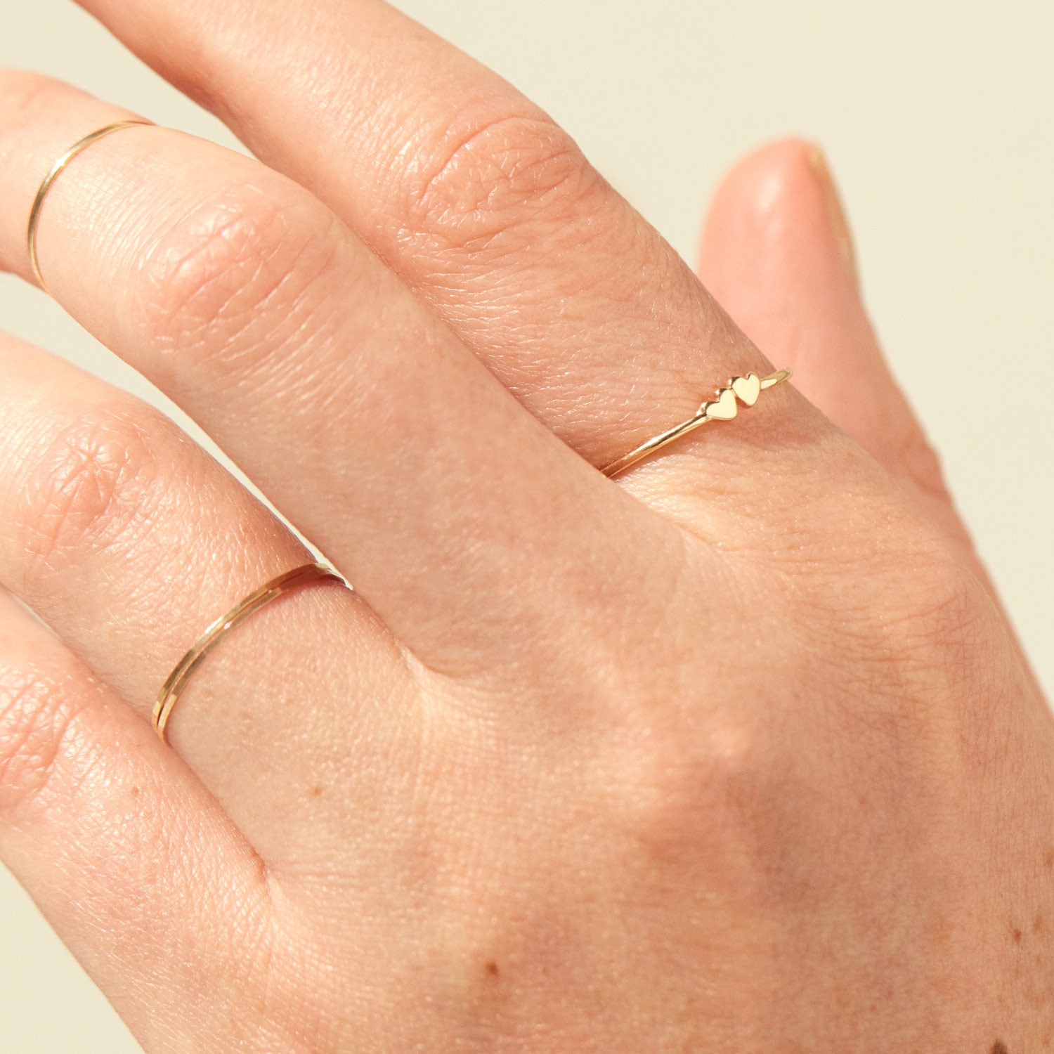 Twin Hearts Gold Stacking Ring - Image 4
