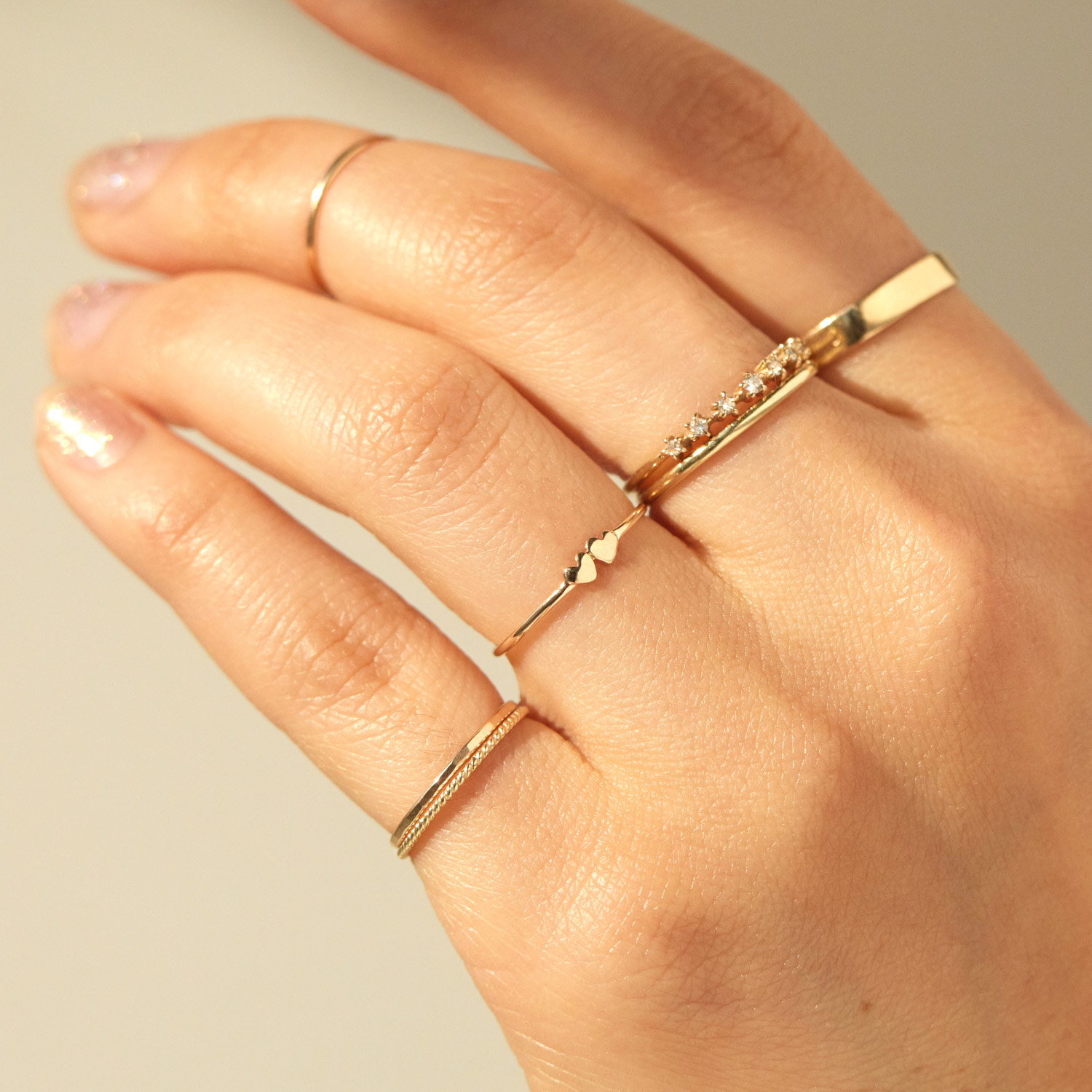 Twin Hearts Gold Stacking Ring - Image 6