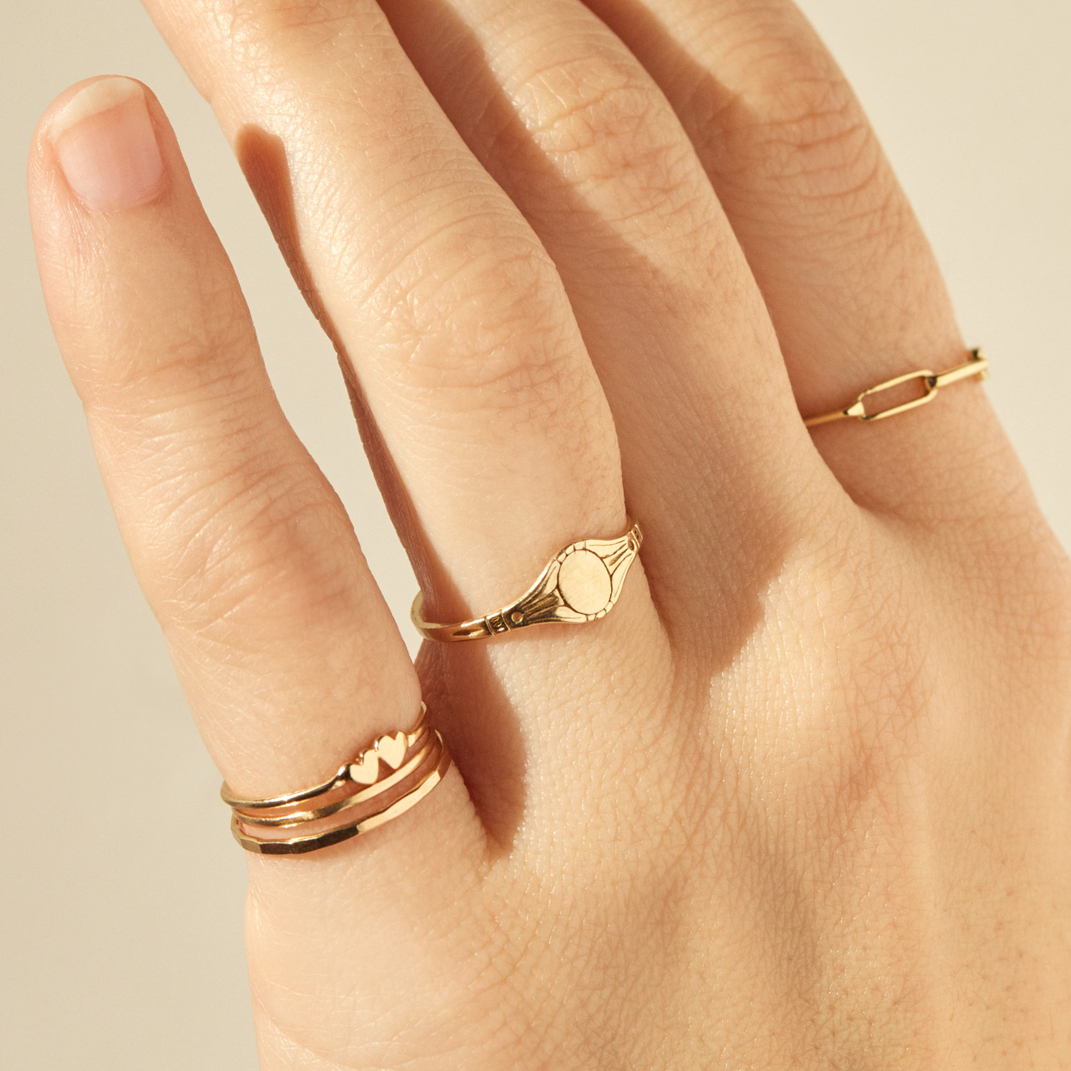 Twin Hearts Gold Stacking Ring - Image 8