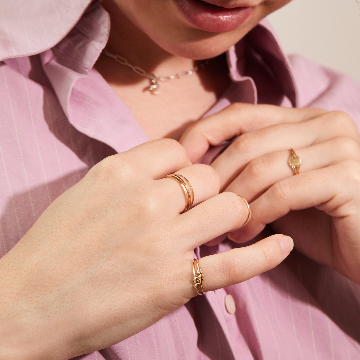 Twin Hearts Gold Stacking Ring - Image 7