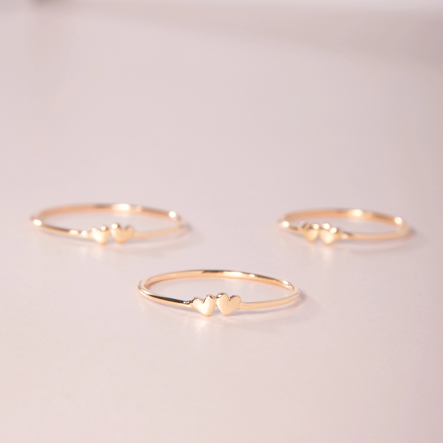 Twin Hearts Gold Stacking Ring - Image 9