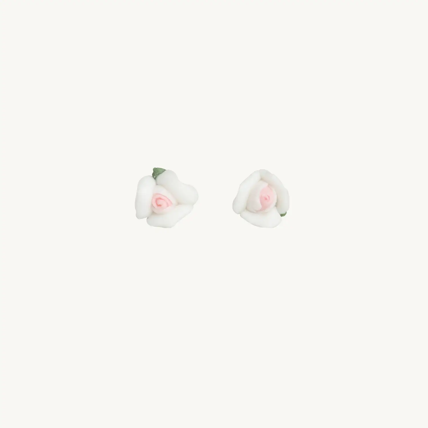 Marzipan Rose Earrings, Snow White (Pair)
