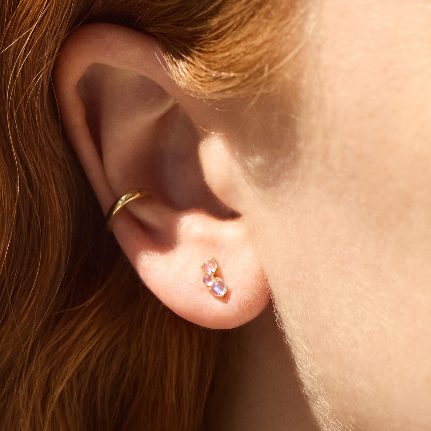 Alternative view of Moonstone Bubble Stud (single)