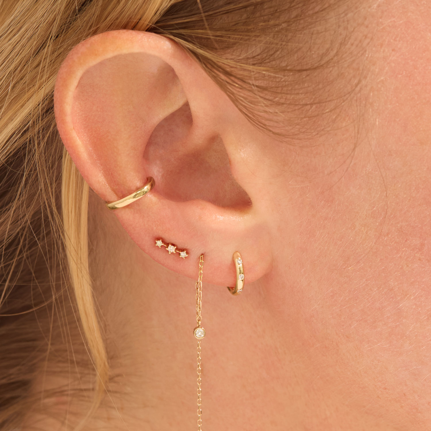 Three Diamond Classic Hoop (single) - Image 4