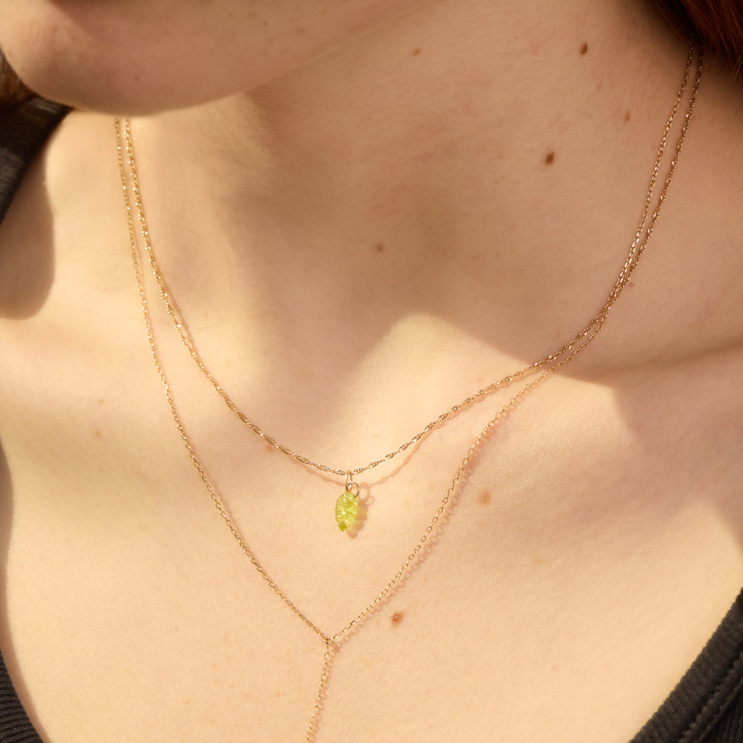 Little Peridot Leaf Charm - Image 4