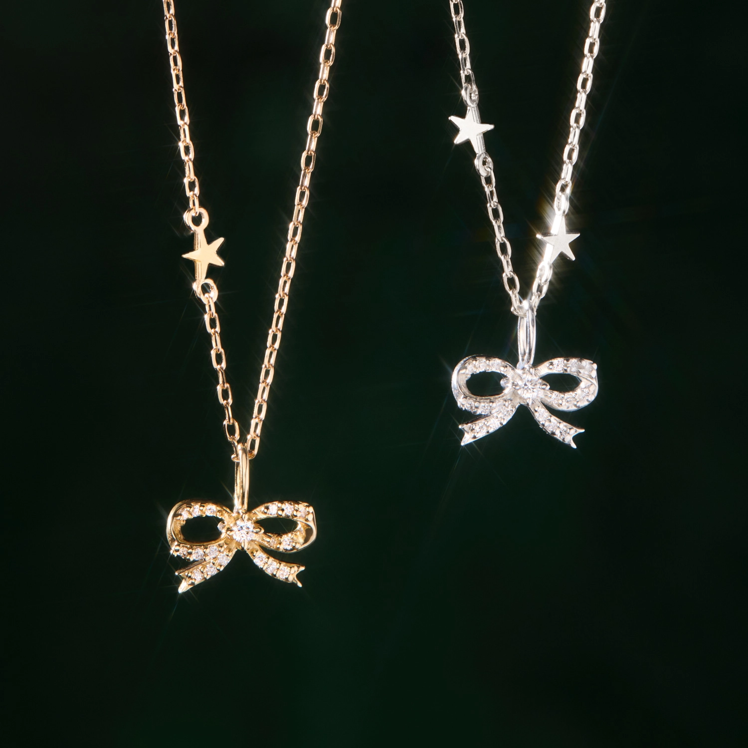 Lovesick Diamond Bow Gold Charm - Image 7