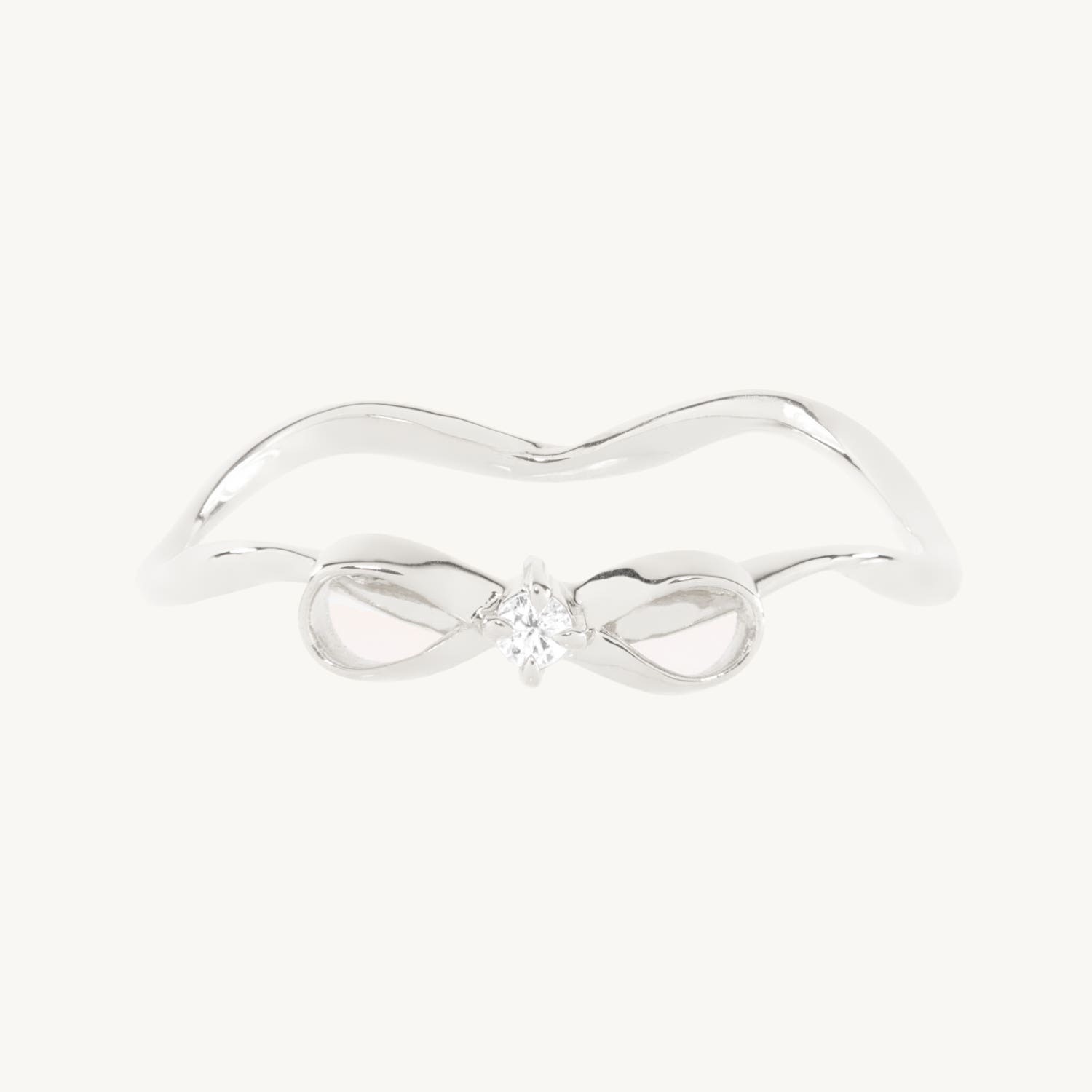 Lovesick Diamond Bow Ring, Silver