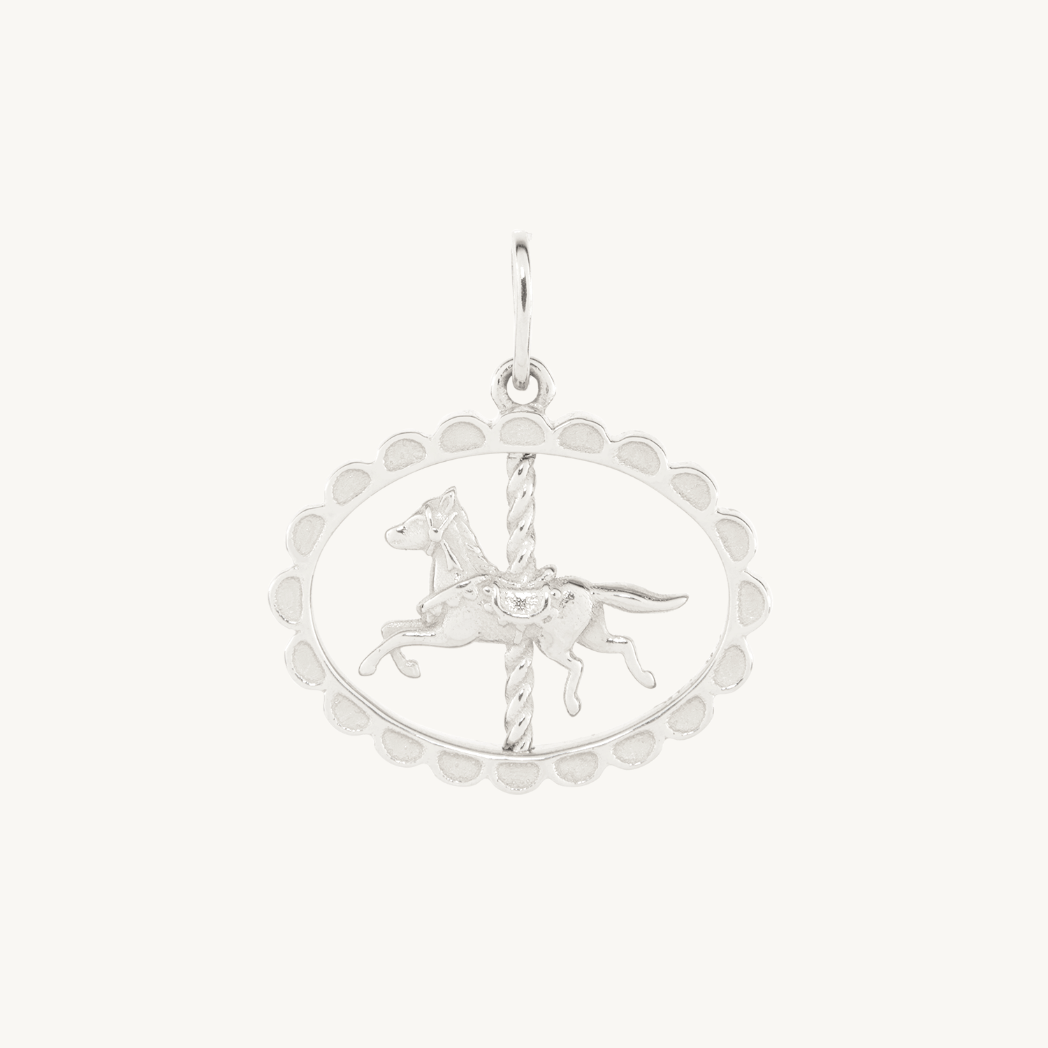 Carousel Horse Spinner Charm, Silver