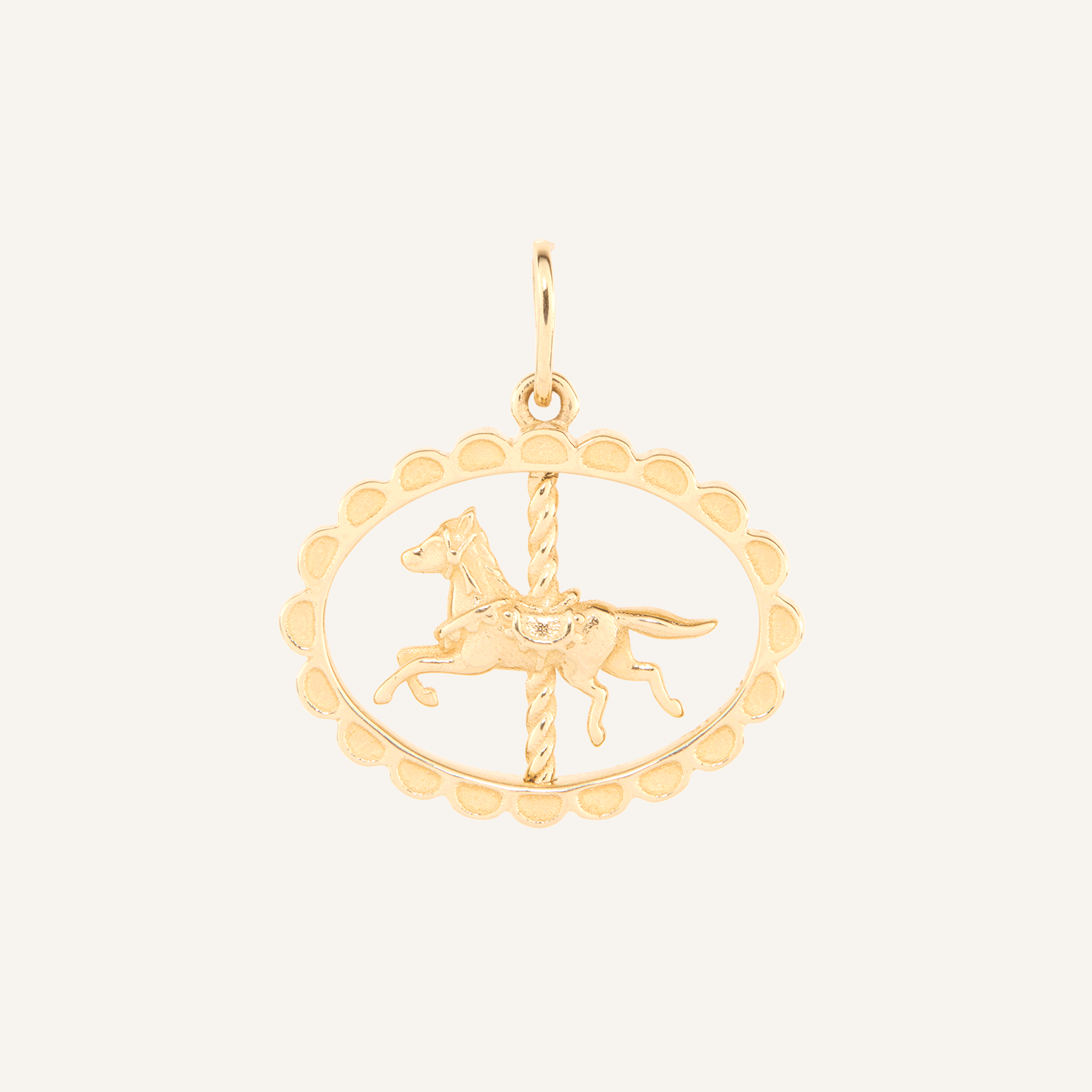 Carousel Horse Spinner Charm, Yellow Gold