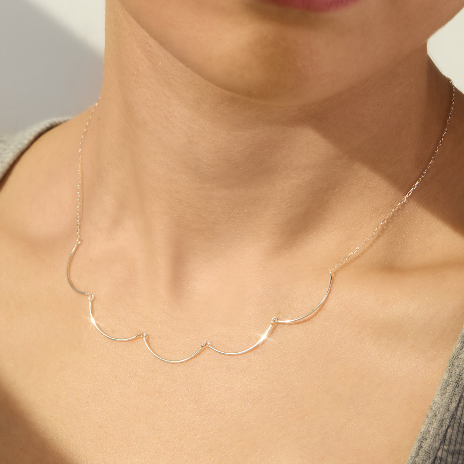 Theater Curtain Necklace, Silver - Image 3