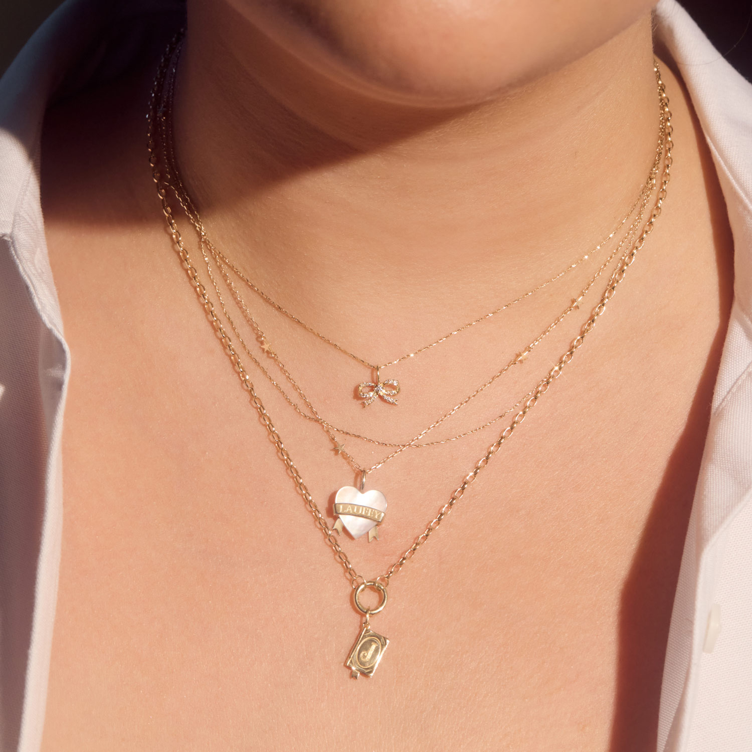 Lovesick Diamond Bow Gold Charm - Image 6