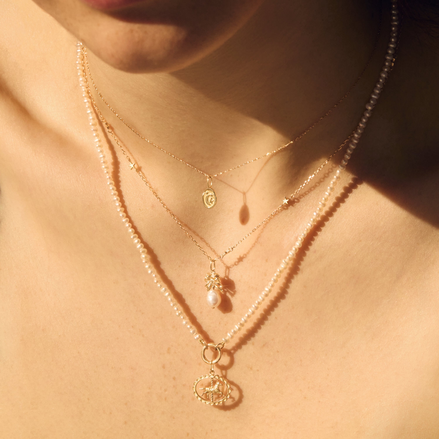 Love You Forever Skull & Pearl Charm, Yellow Gold - Image 5