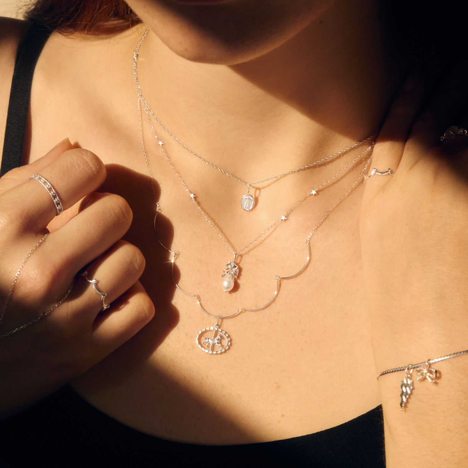 Theater Curtain Necklace, Silver - Image 5
