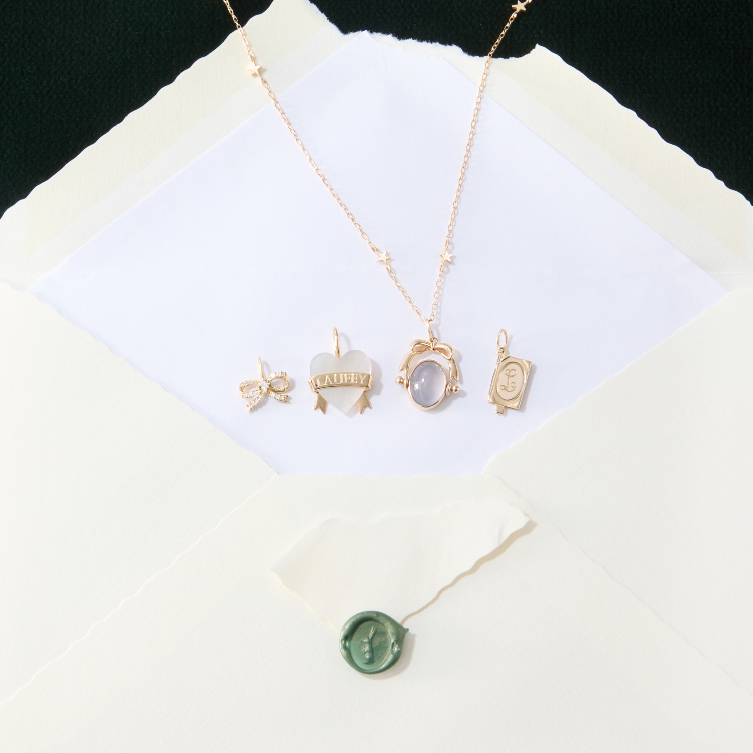 Lovesick Diamond Bow Gold Charm - Image 9