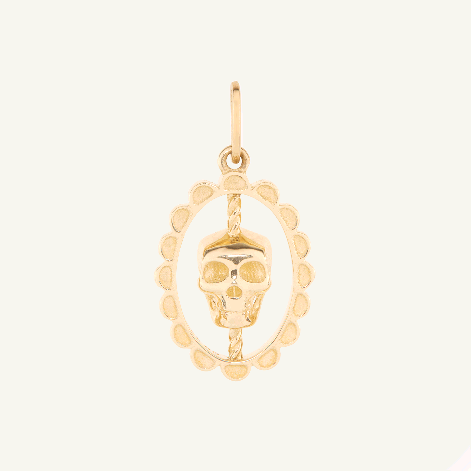 Love You Forever Skull Spinner Charm, Yellow Gold
