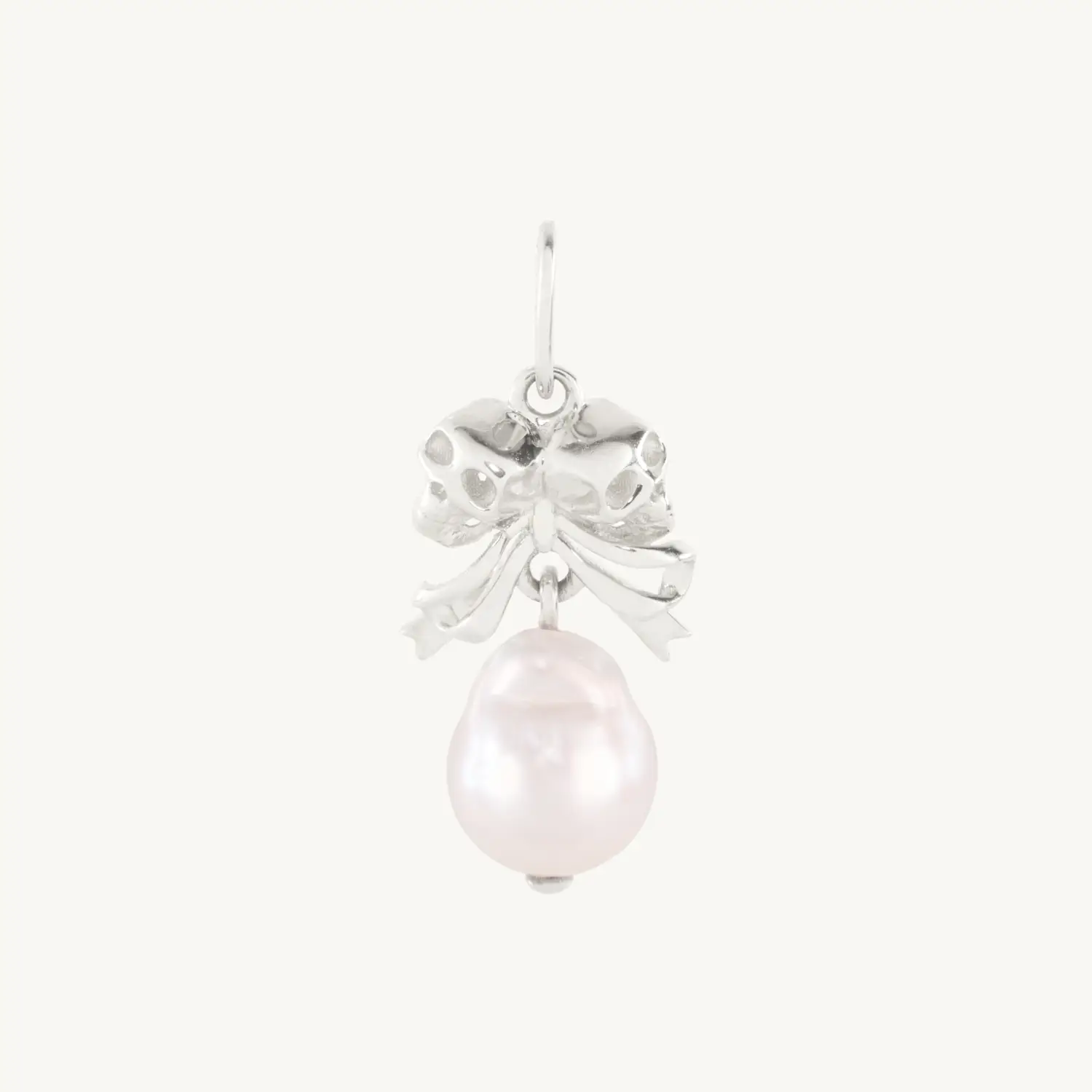 Love You Forever Skull & Pearl Charm, Silver