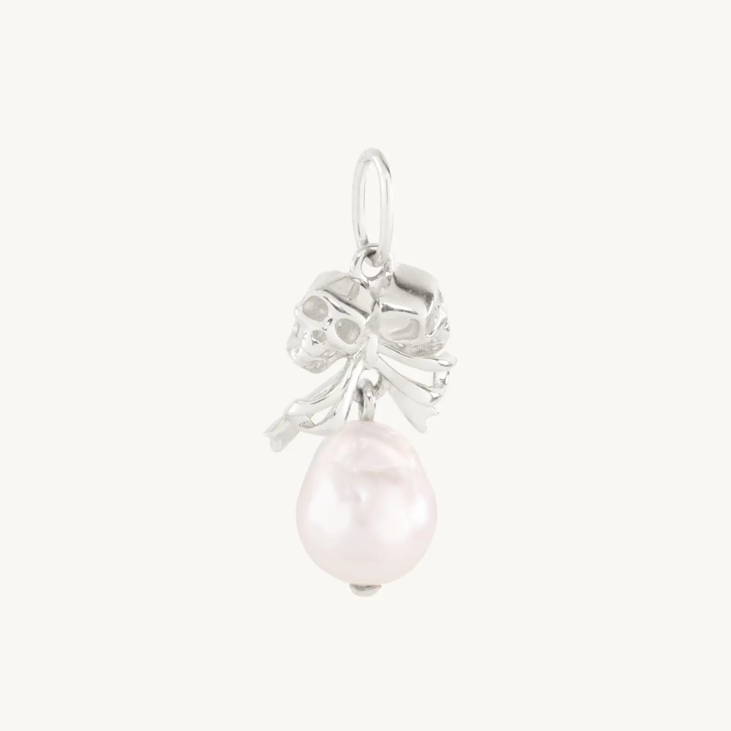Alternative view of Love You Forever Skull & Pearl Charm, Silver