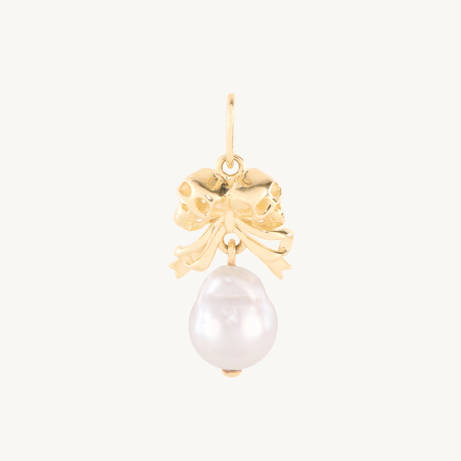 Love You Forever Skull & Pearl Charm, Yellow Gold - Image 12