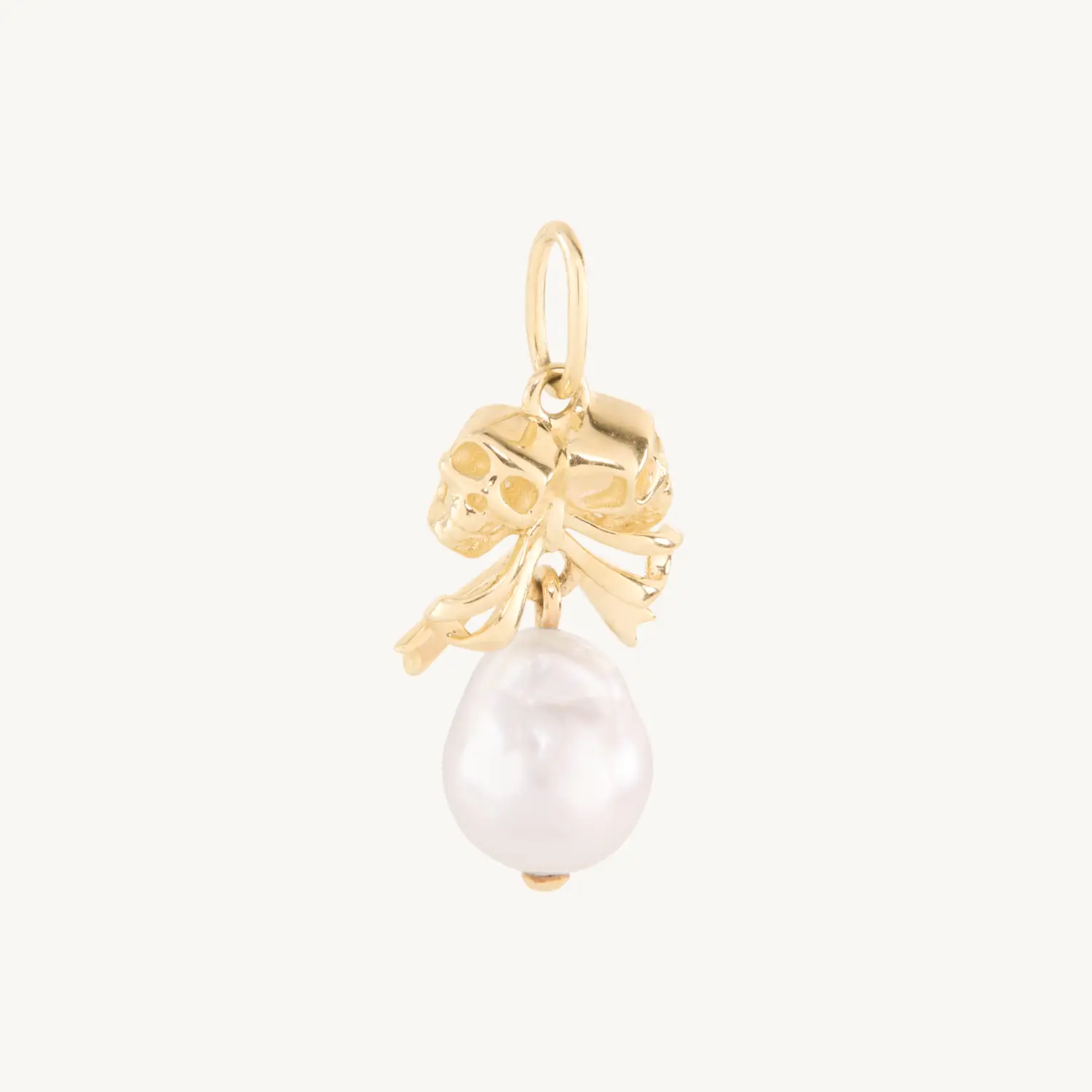 Love You Forever Skull & Pearl Charm, Yellow Gold - Image 2