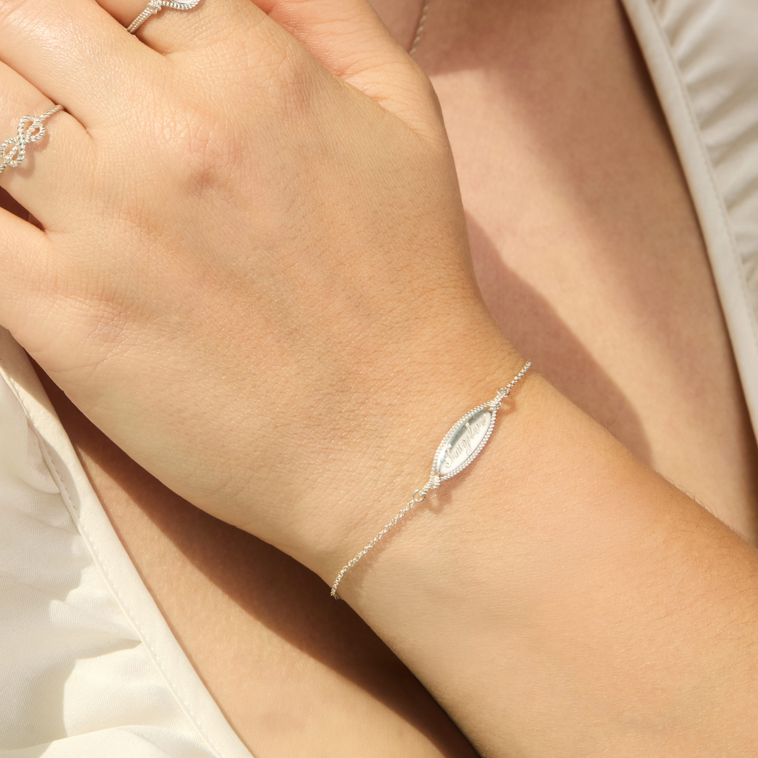 Love Knot Silver Signet Bracelet - Image 4