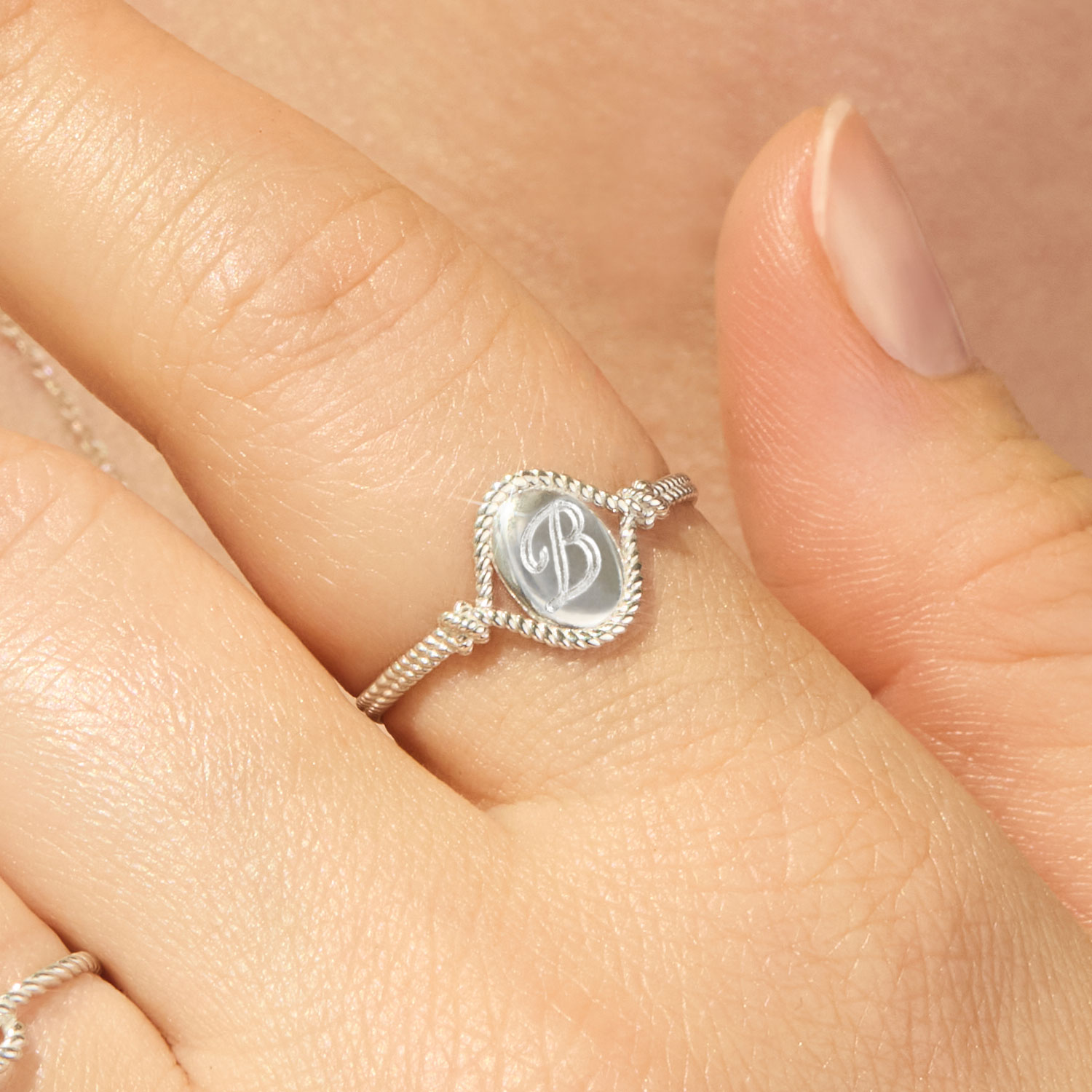 Alternative view of Love Knot Silver Signet Ring