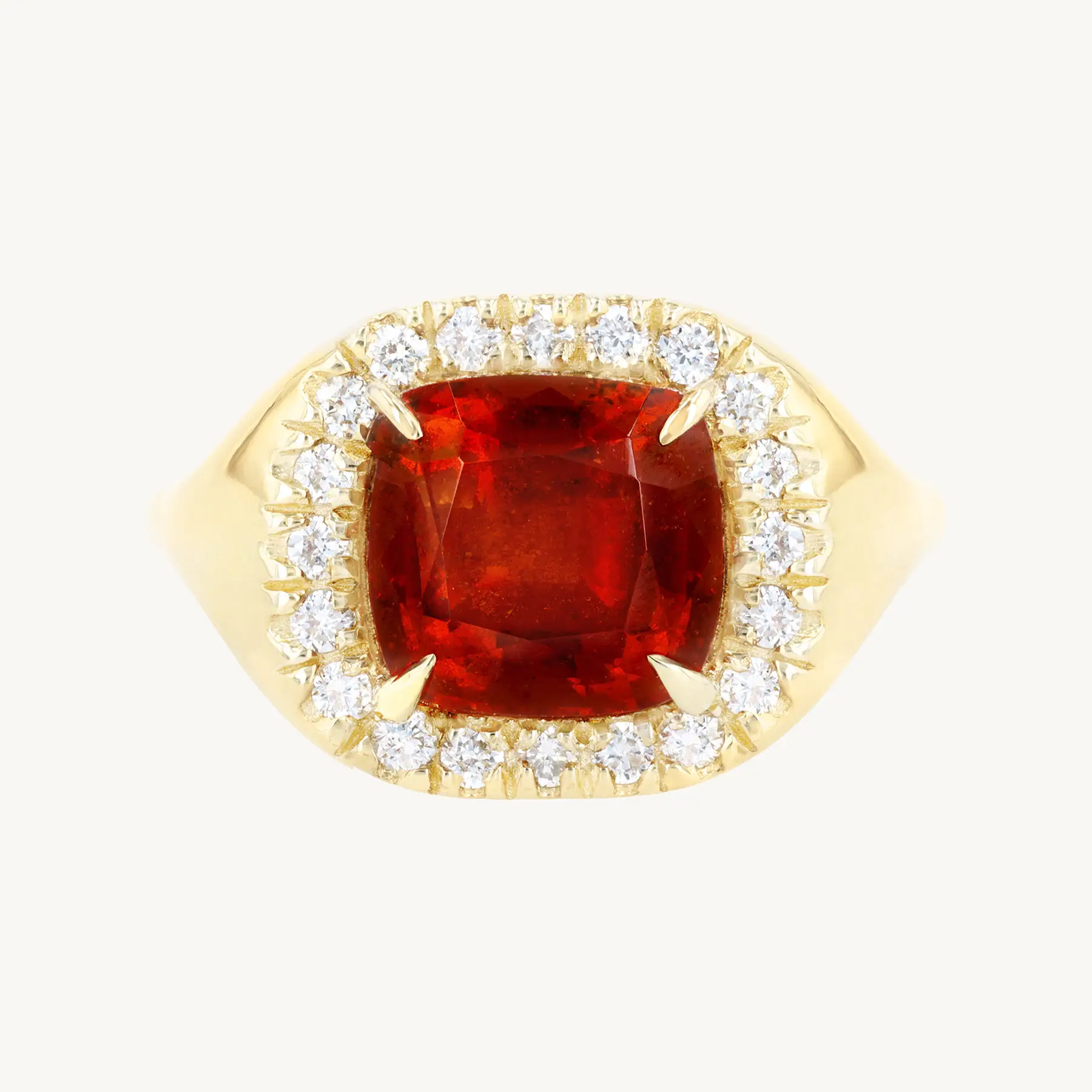 Vera Garnet & Diamond Signet Ring