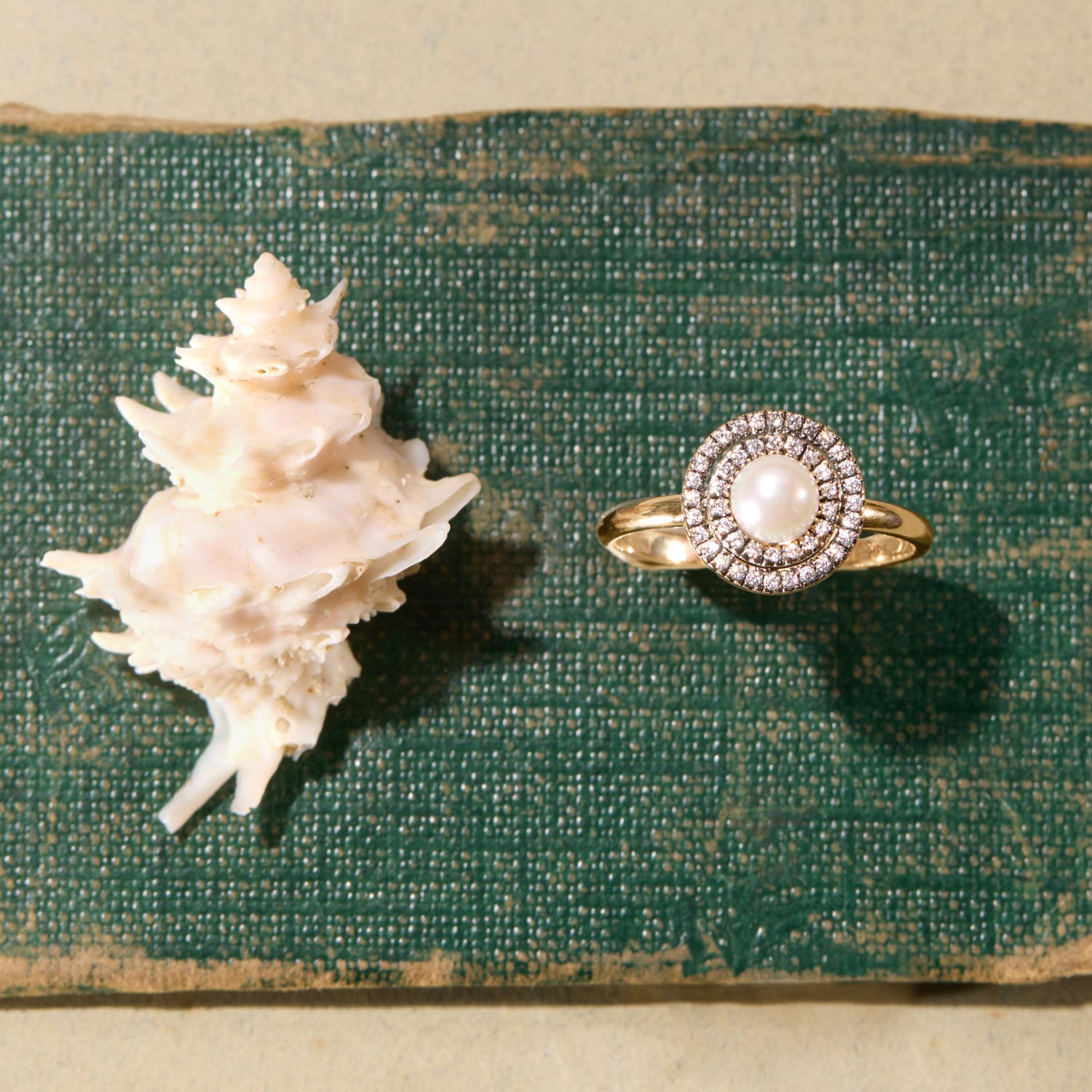 Portago Pearl Diamond Halo Ring - Image 5