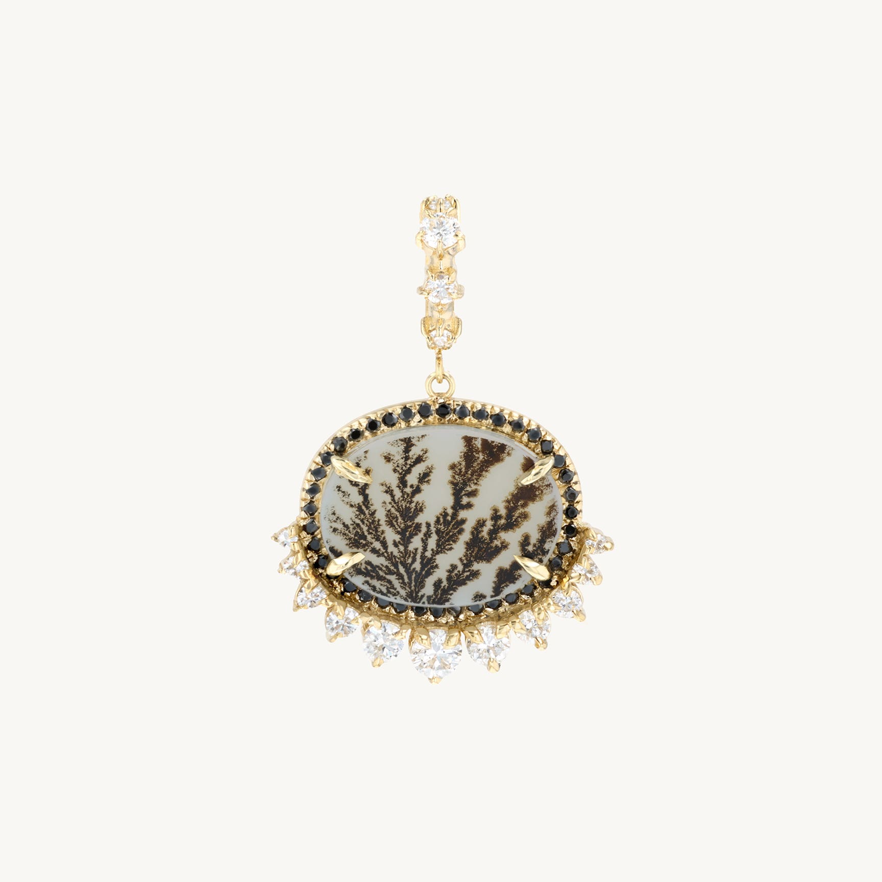 Franz's Oval Moss Agate and Diamond Pendant