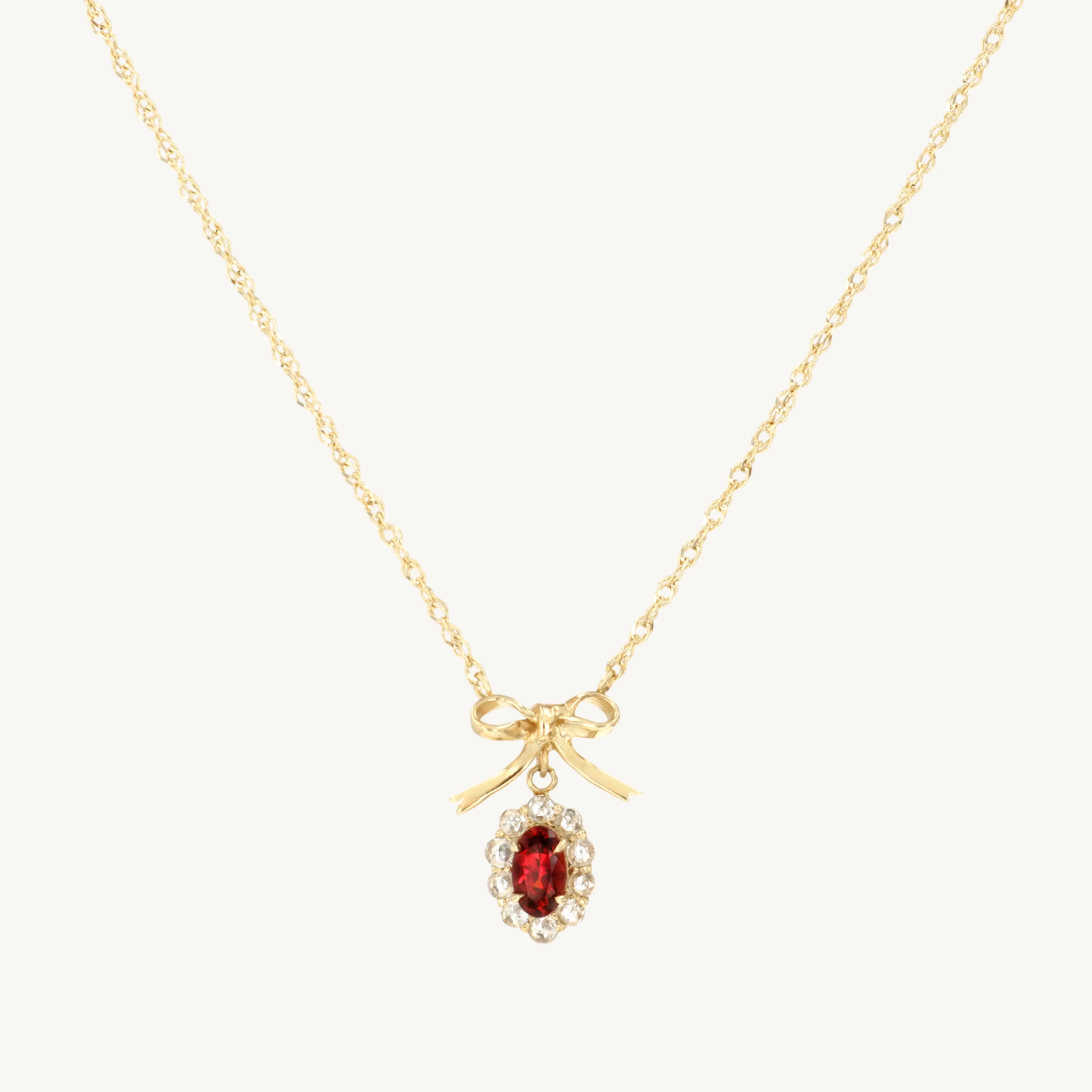 Vito's Red Spinel Charming Bow Necklace