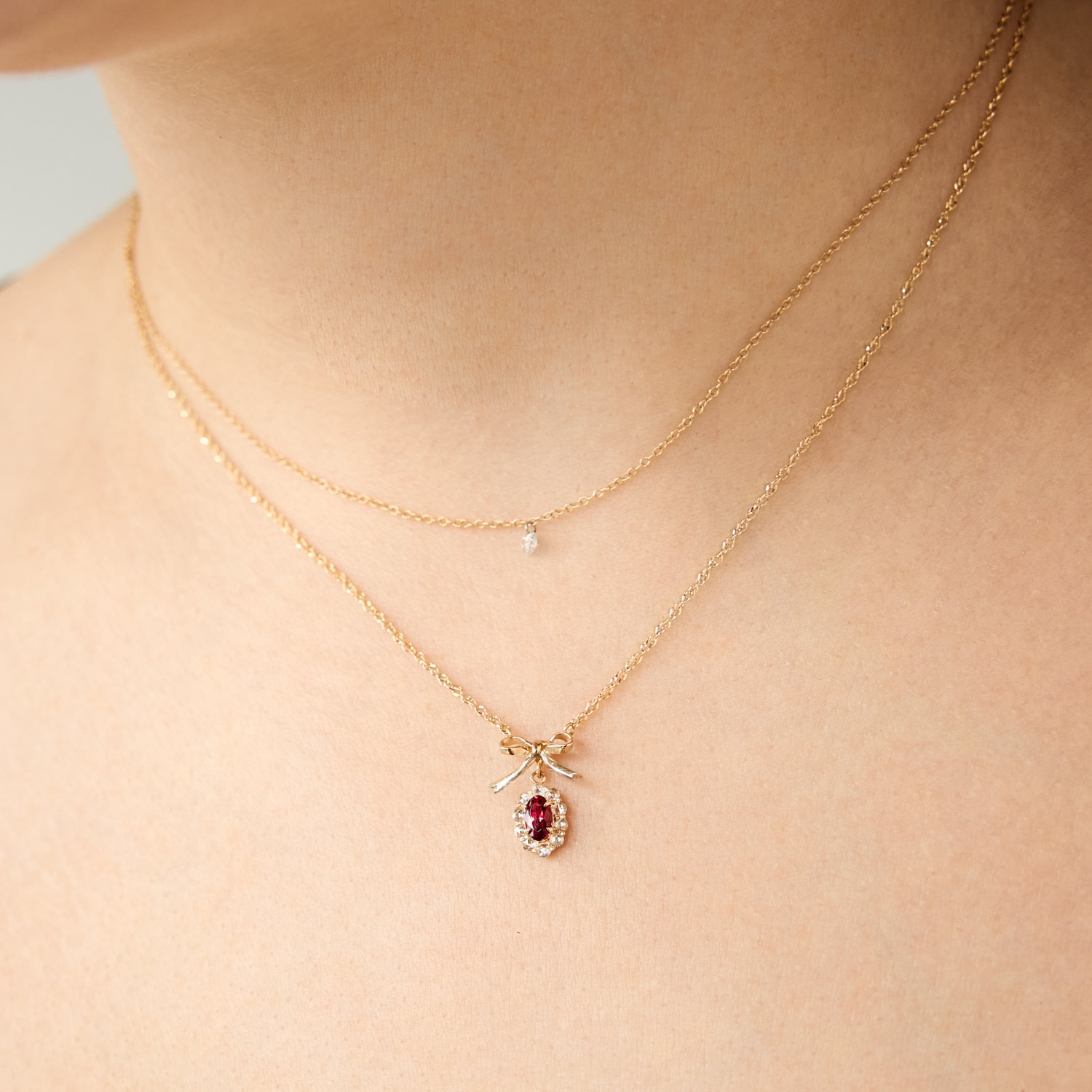 Alternative view of Vito's Red Spinel Charming Bow Necklace