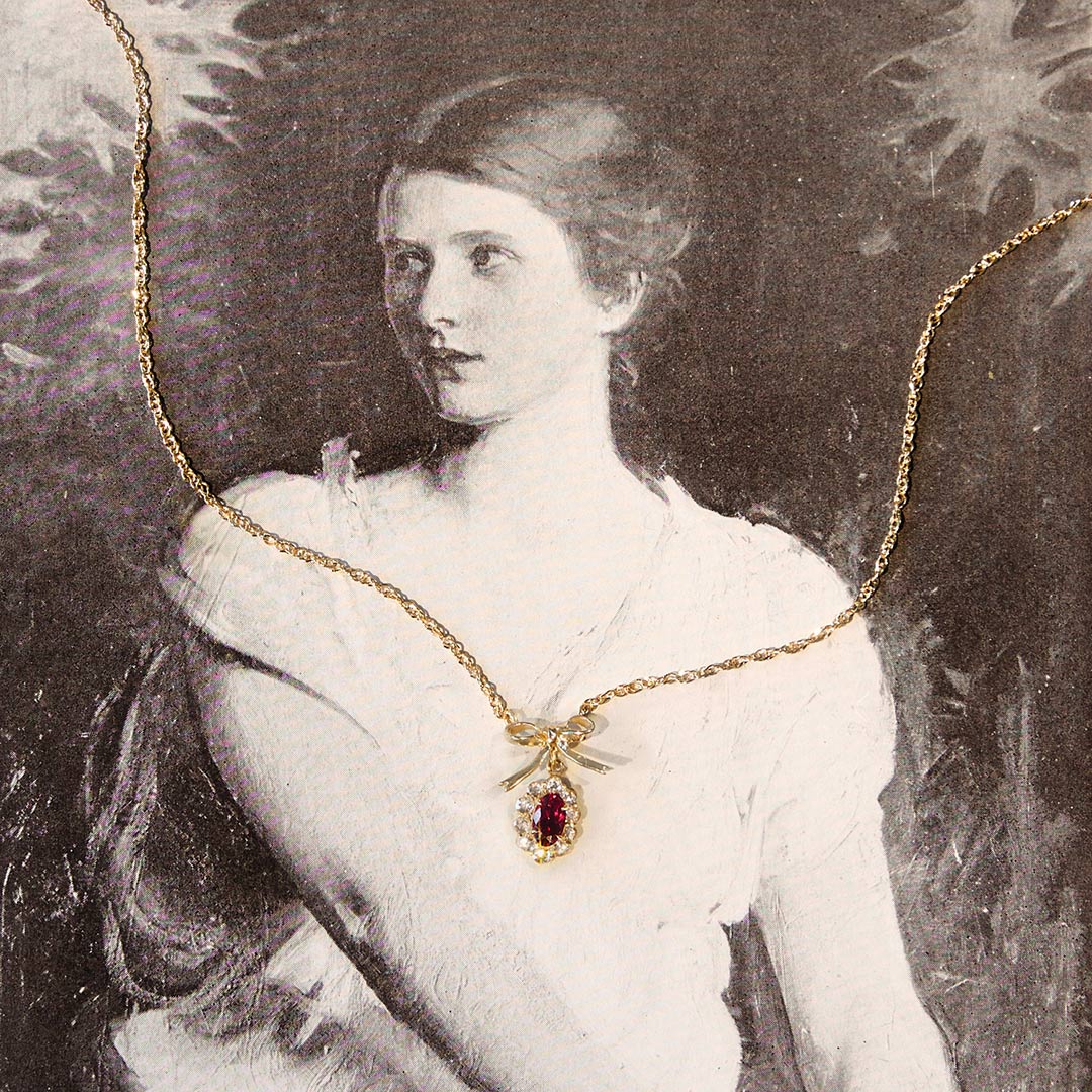 Vito's Red Spinel Charming Bow Necklace - Image 3