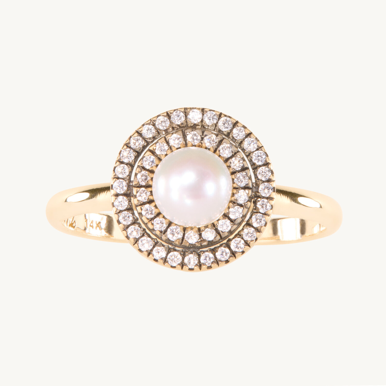 Portago Pearl Diamond Halo Ring - Image 6
