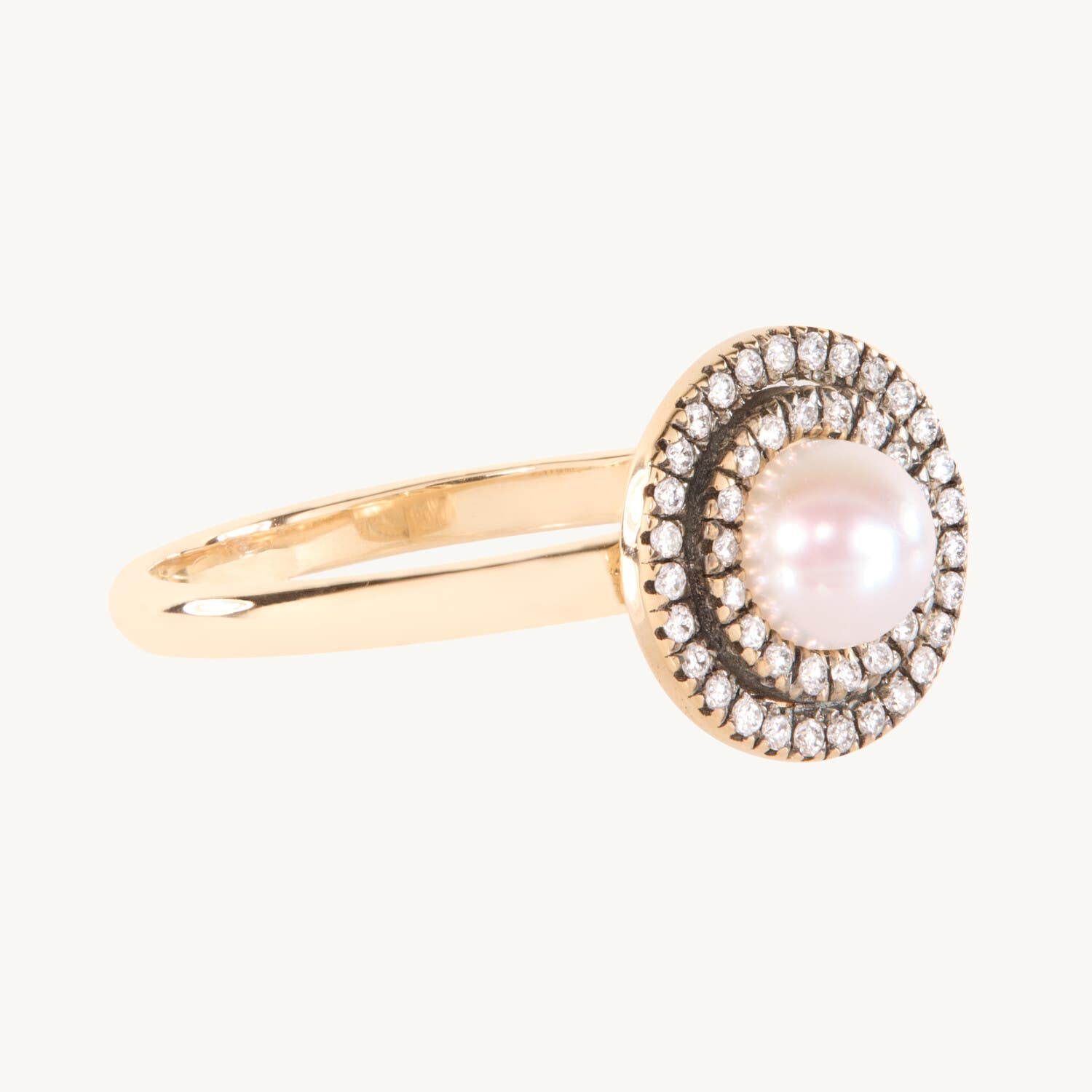 Alternative view of Portago Pearl Diamond Halo Ring