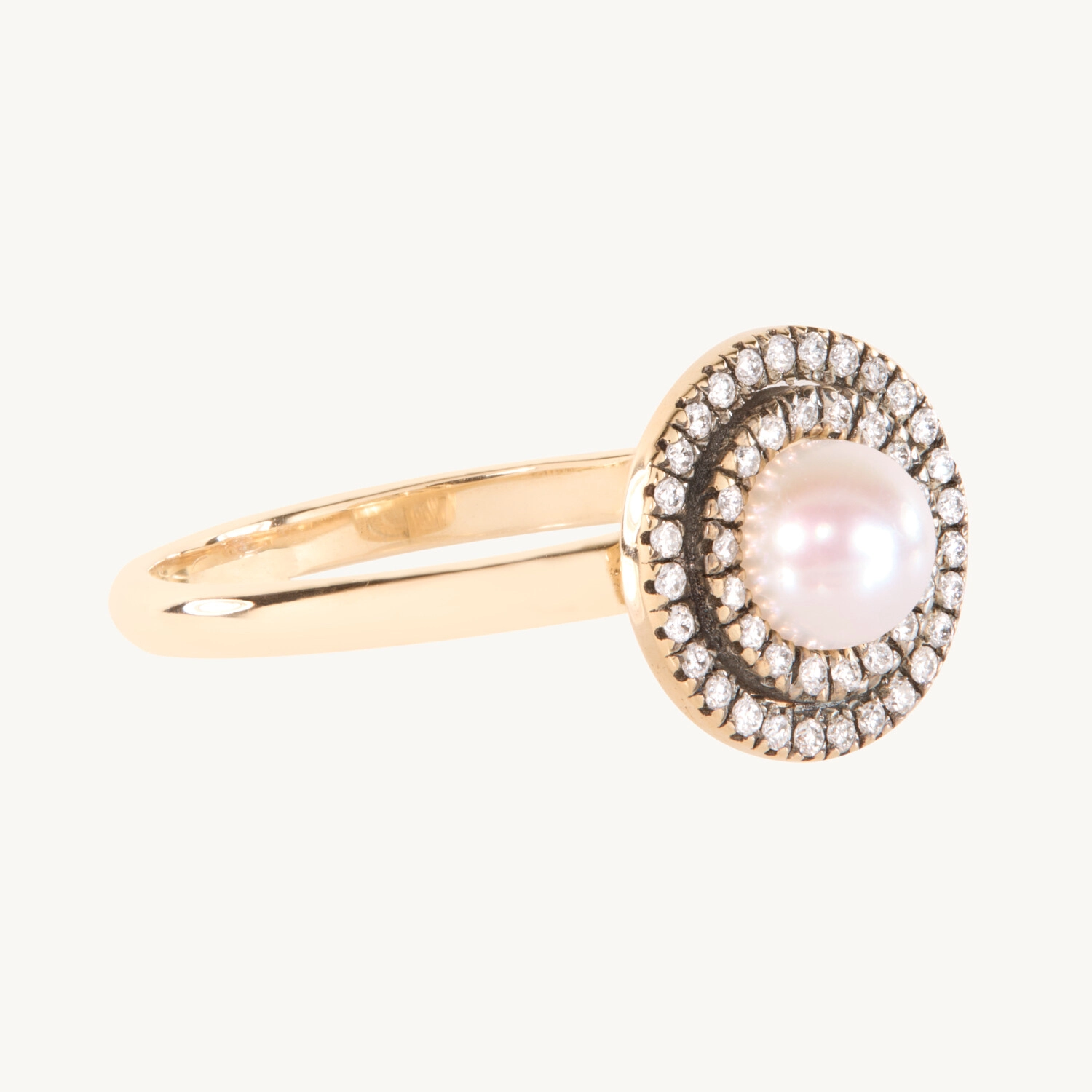 Portago Pearl Diamond Halo Ring - Image 7