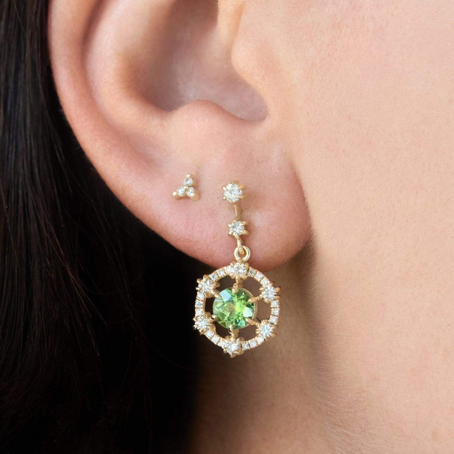 Great Lawn Peridot & Diamond Earrings (pair) - Image 3