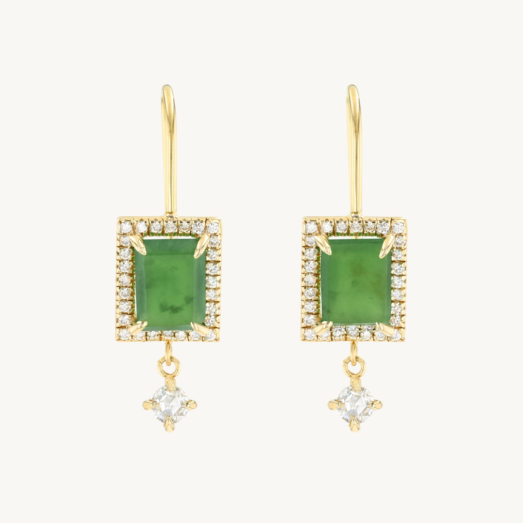 Julia's Jade and Diamond Drop Earrings (pair) - Image 6