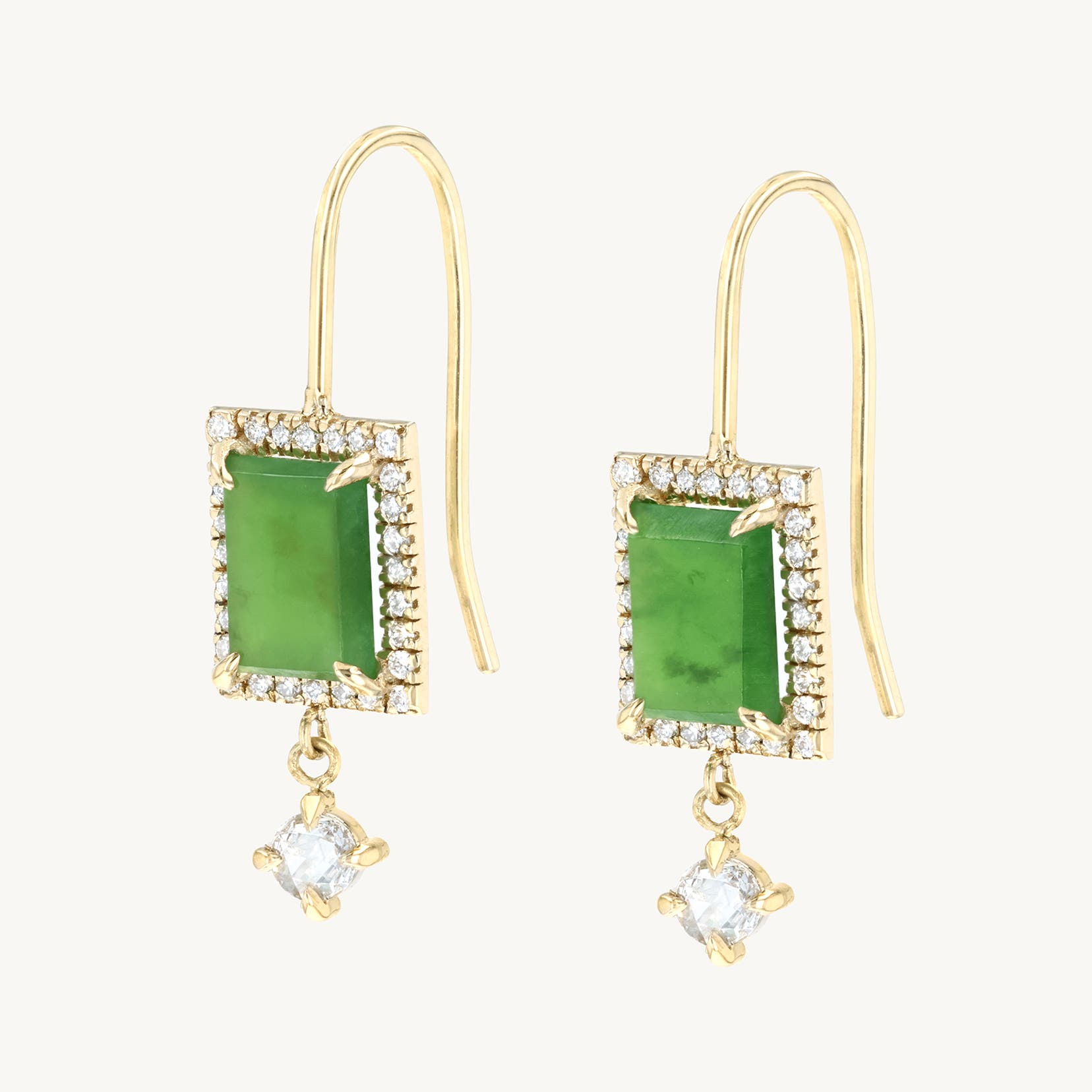 Alternative view of Julia's Jade and Diamond Drop Earrings (pair)