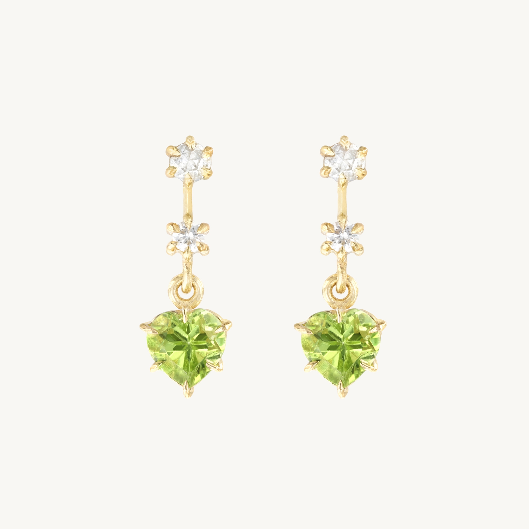 Vito's Big Heart Peridot and Diamond Earrings (pair) - Image 4
