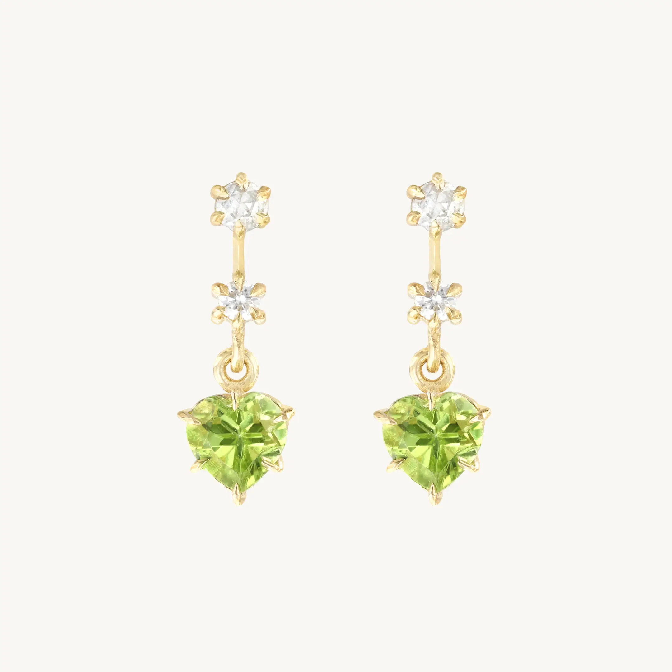 Vito's Big Heart Peridot and Diamond Earrings (pair)