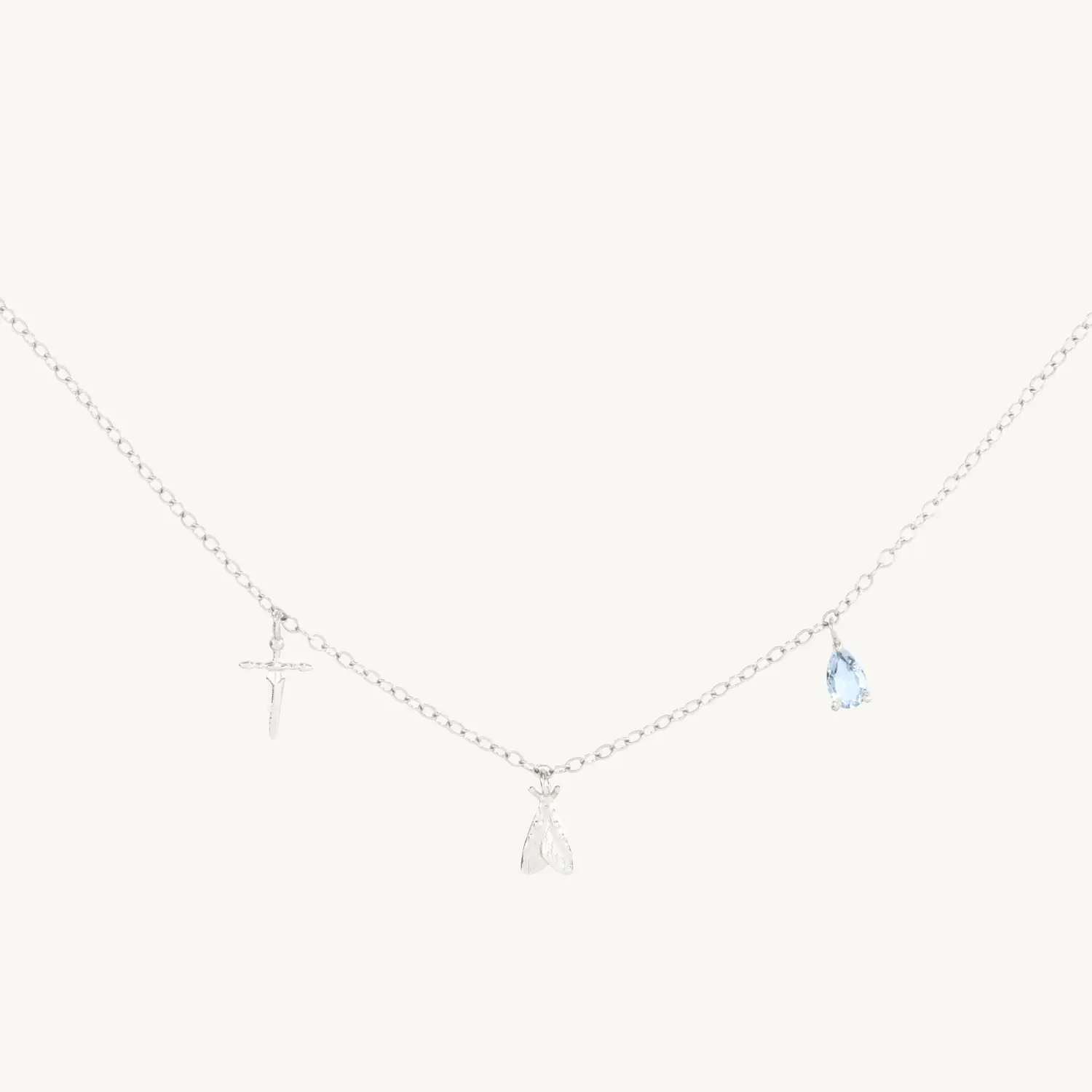 Charmed By You Three Charm Silver Necklace