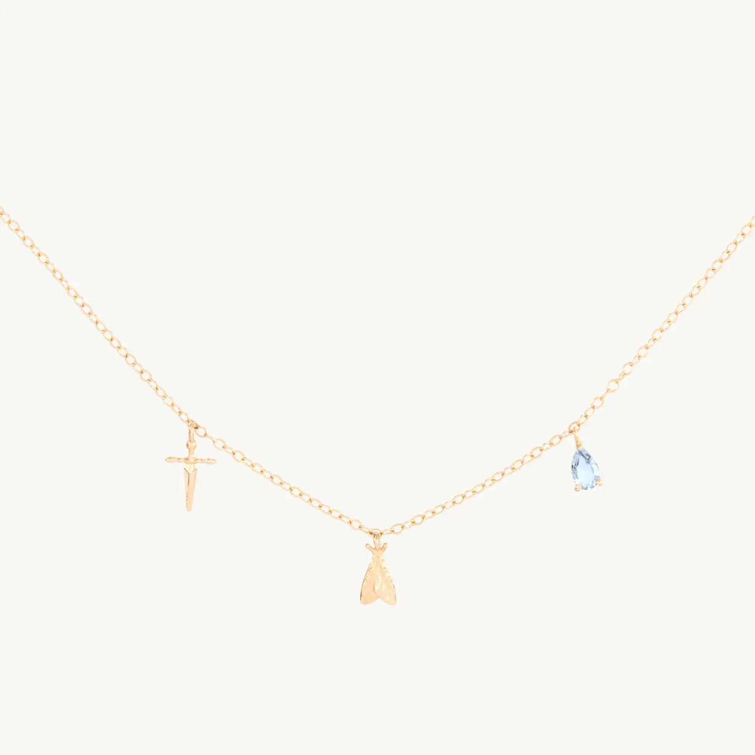 Charmed By You Three Charm Gold Necklace