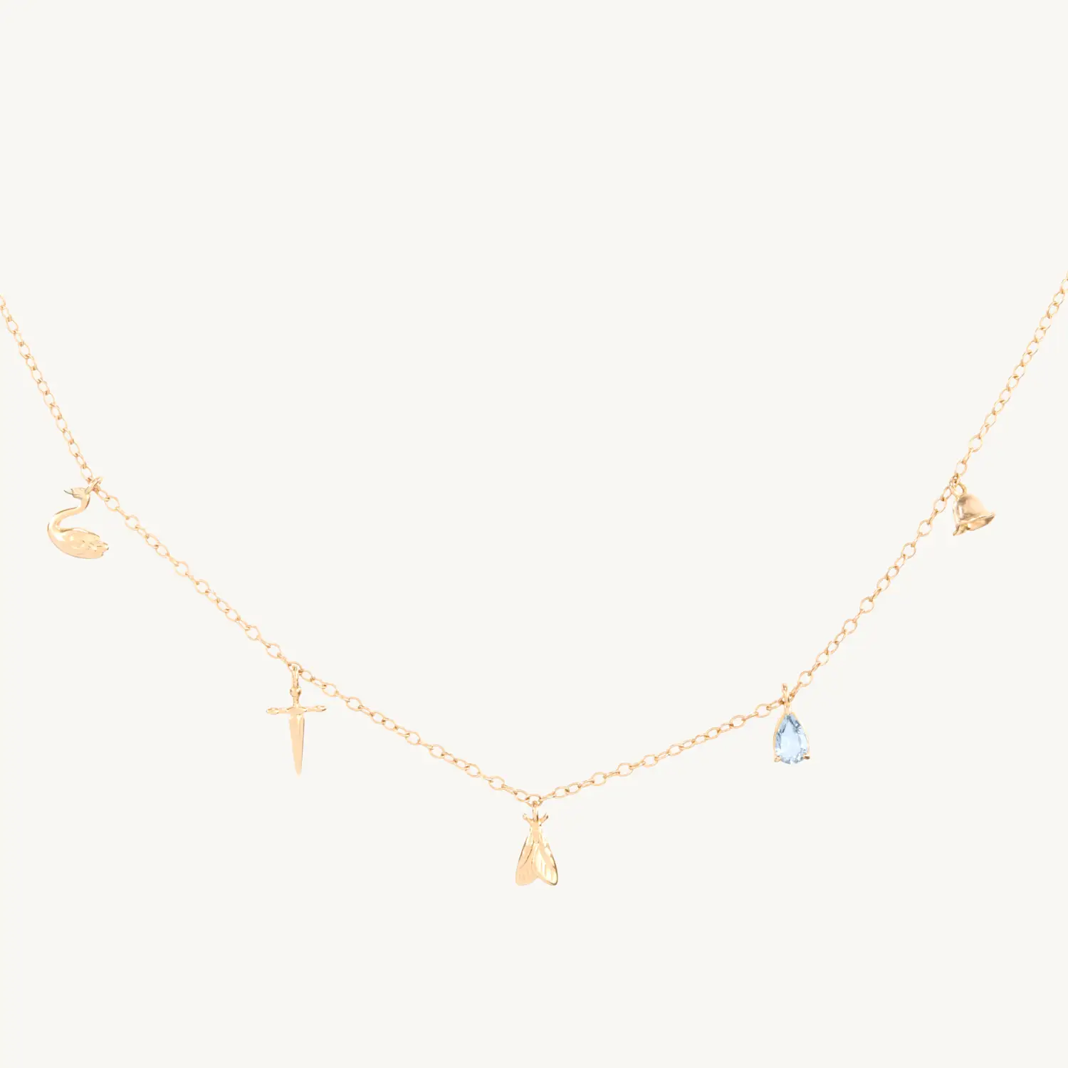 Charmed By You Five Charm Gold Necklace