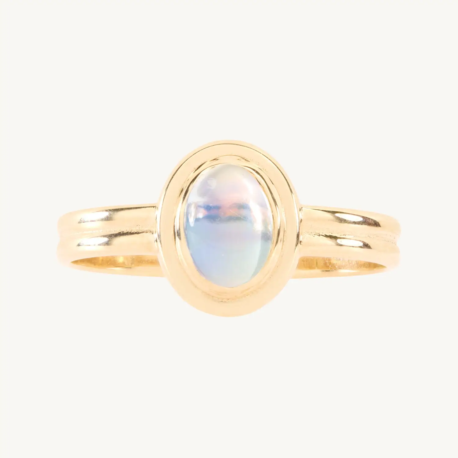 Silver Screen Moonstone Gold Ring