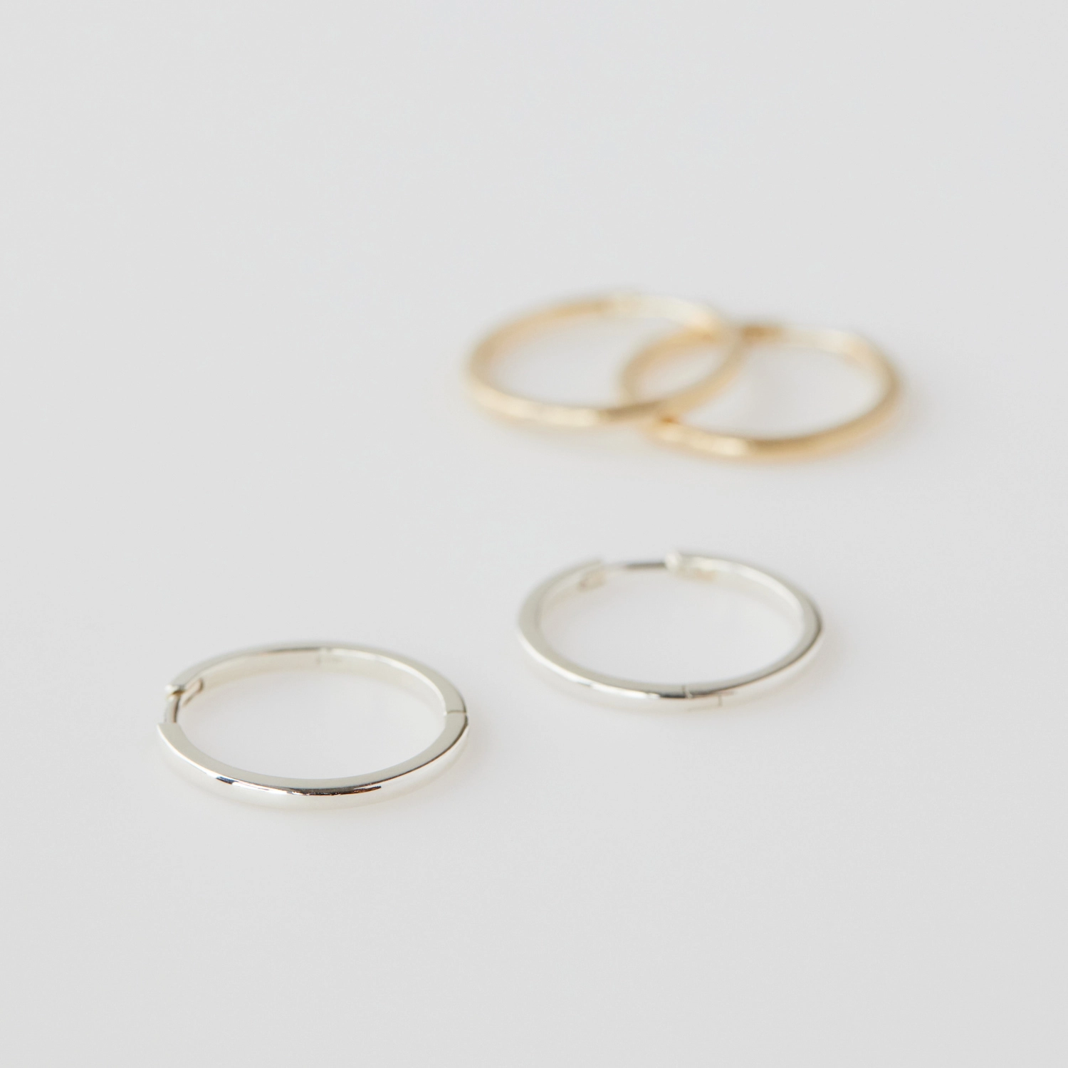 Alternative view of Classic Hoops, Silver (pair)