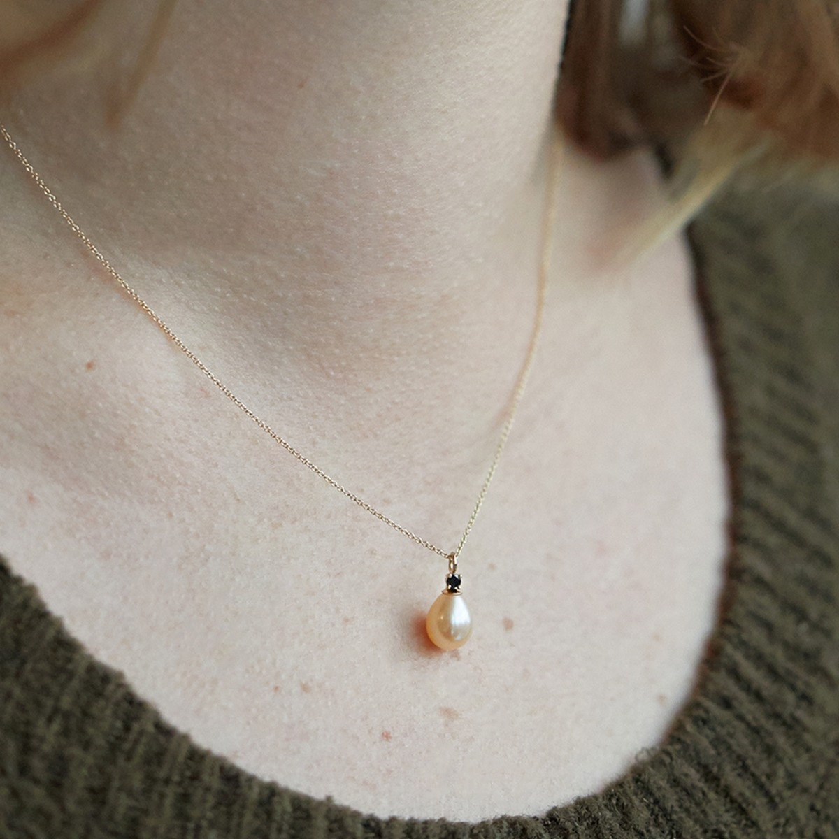 Pearl and Black Diamond Necklace - Image 5