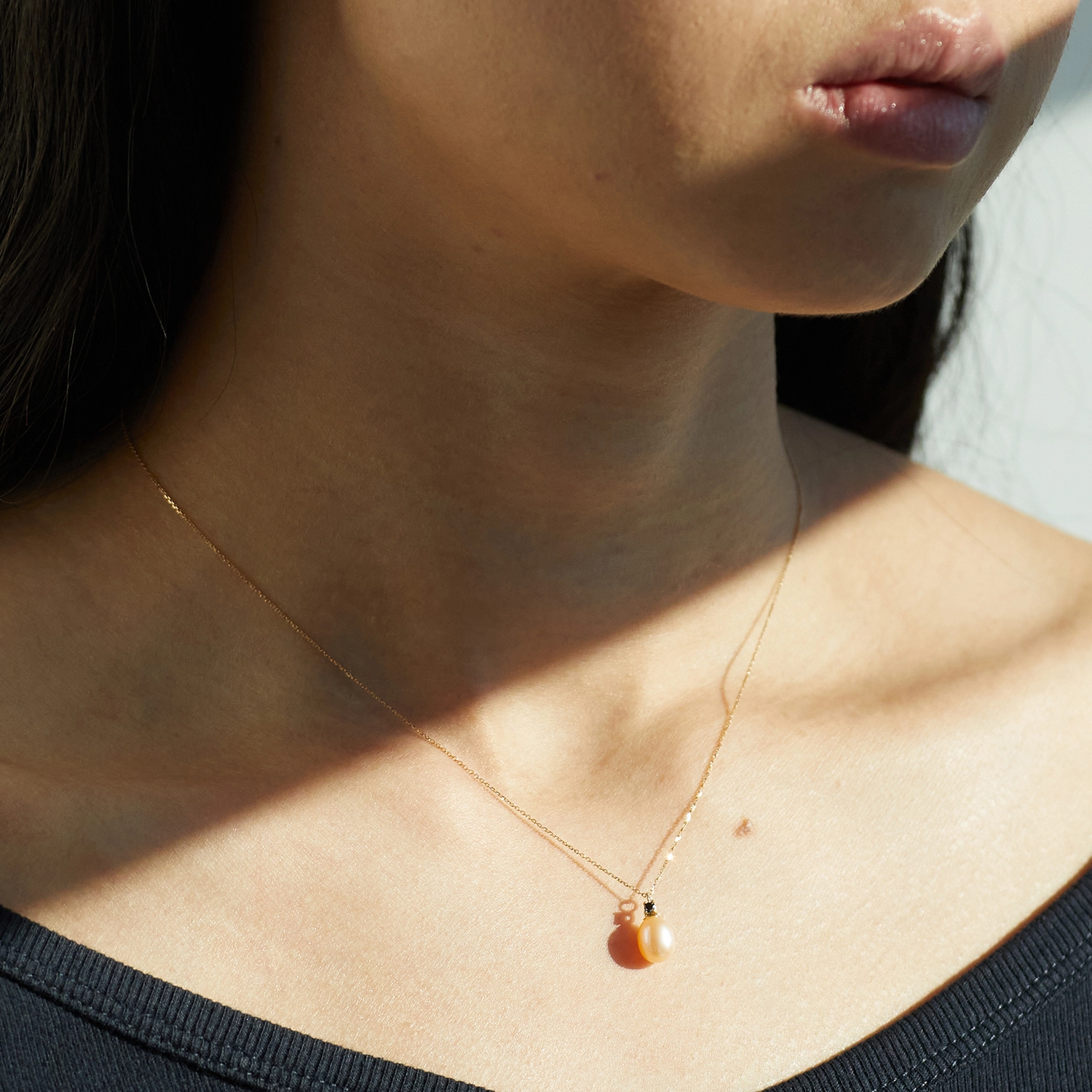 Pearl and Black Diamond Necklace - Image 4