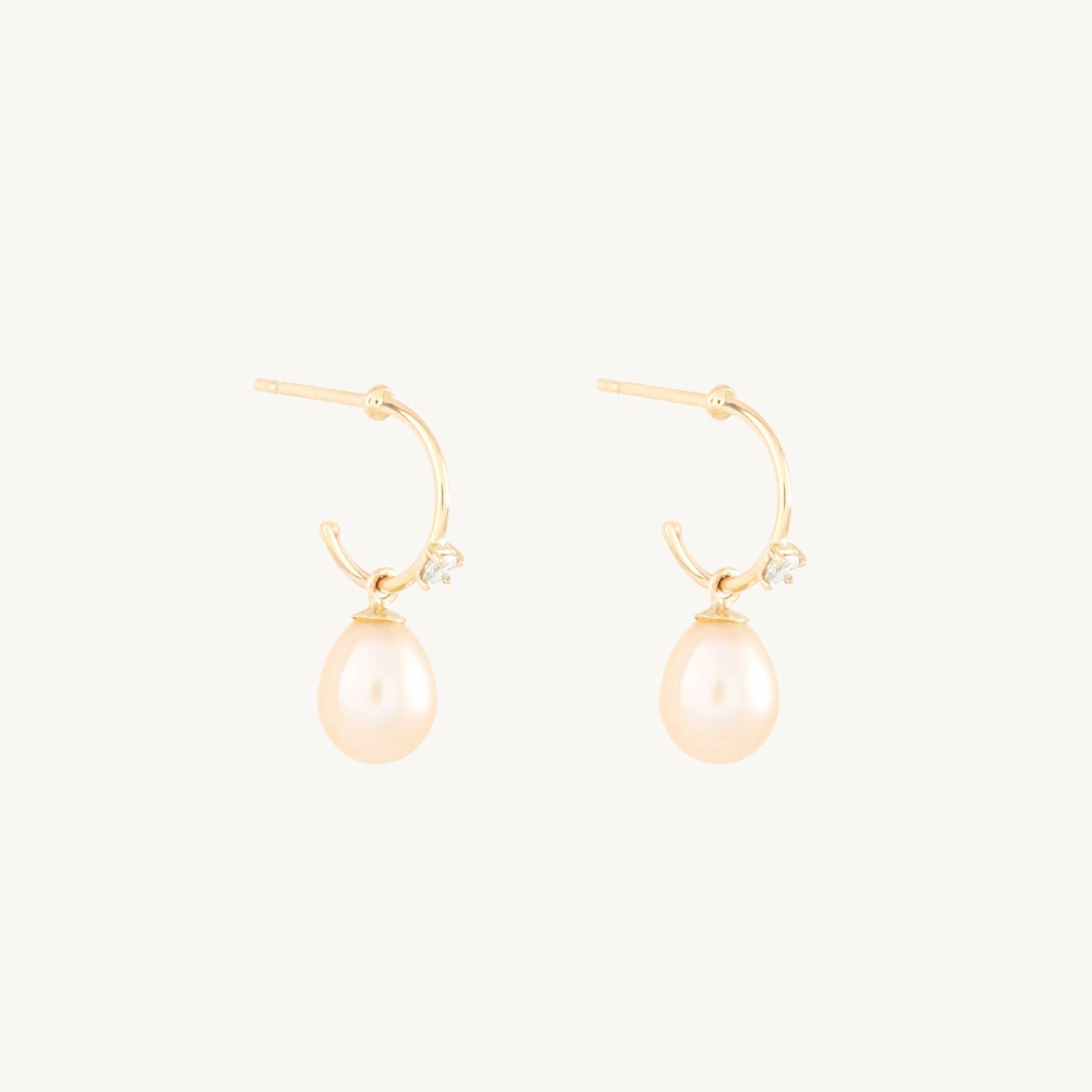 Pearl and White Diamond Hoop (single) - Image 10