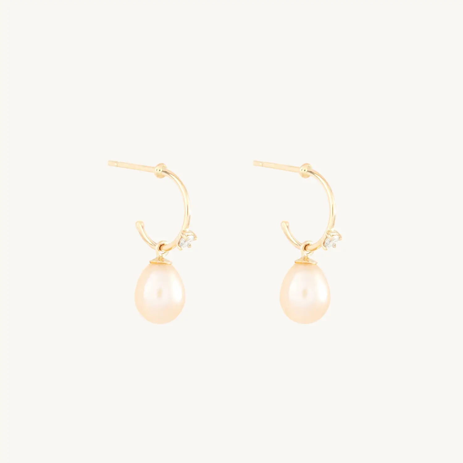 Pearl and White Diamond Hoop (single)